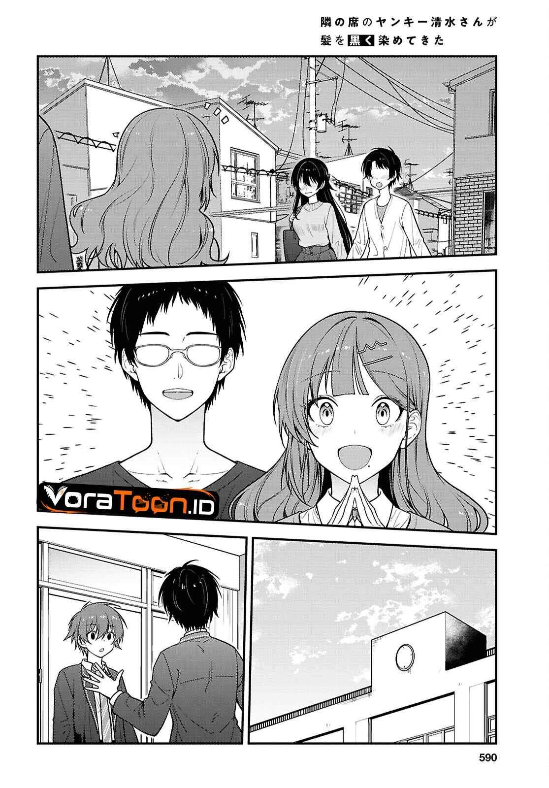 Tonari no Seki no Yankee Shimizu-san ga Kami o Kuroku Sometekita Chap 22 - Next Chap 23