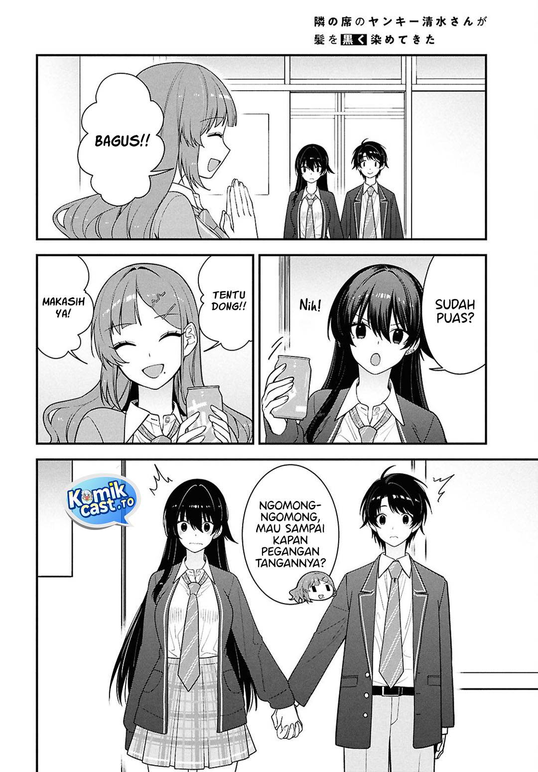 Tonari no Seki no Yankee Shimizu-san ga Kami o Kuroku Sometekita Chap 14 - Next Chap 15