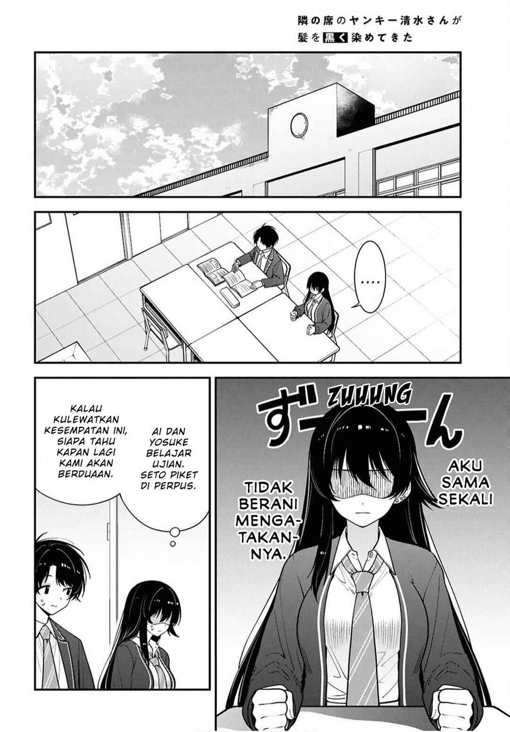 Tonari no Seki no Yankee Shimizu-san ga Kami o Kuroku Sometekita Chap 17 - Next Chap 18