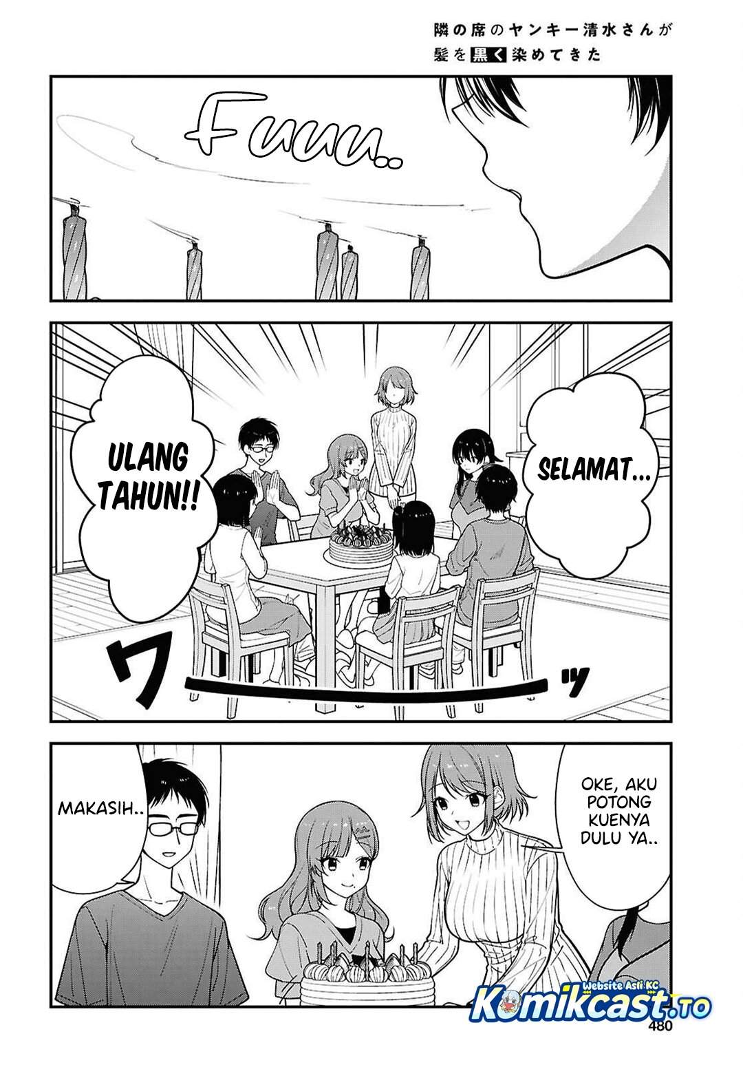 Tonari no Seki no Yankee Shimizu-san ga Kami o Kuroku Sometekita Chap 18 - Next Chap 19