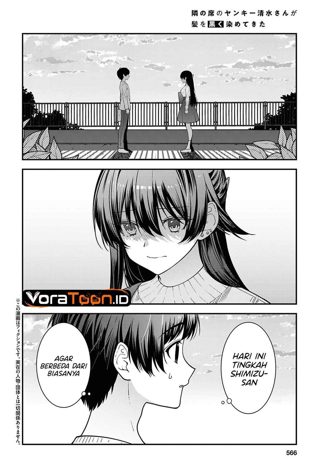 Tonari no Seki no Yankee Shimizu-san ga Kami o Kuroku Sometekita Chap 22 - Next Chap 23