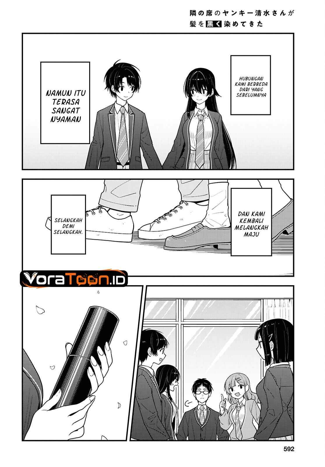 Tonari no Seki no Yankee Shimizu-san ga Kami o Kuroku Sometekita Chap 22 - Next Chap 23