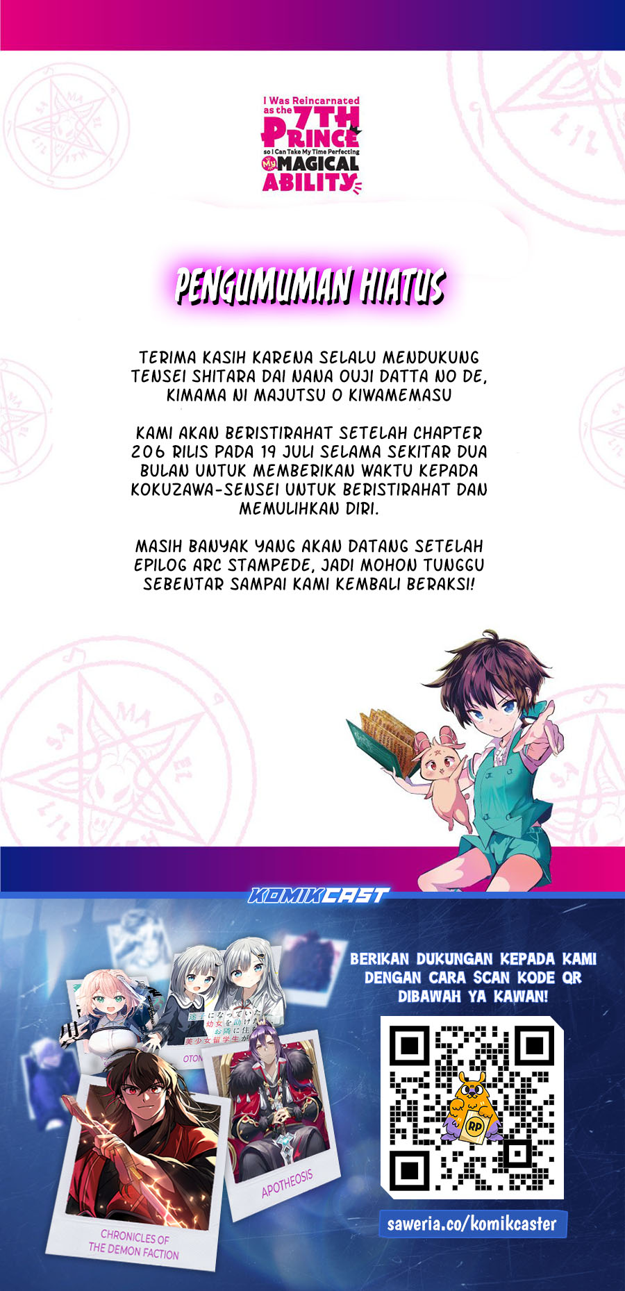 Tensei Shitara dai Nana Ouji dattanode, Kimamani Majutsu o Kiwamemasu Chap 206 - Next Chap 207