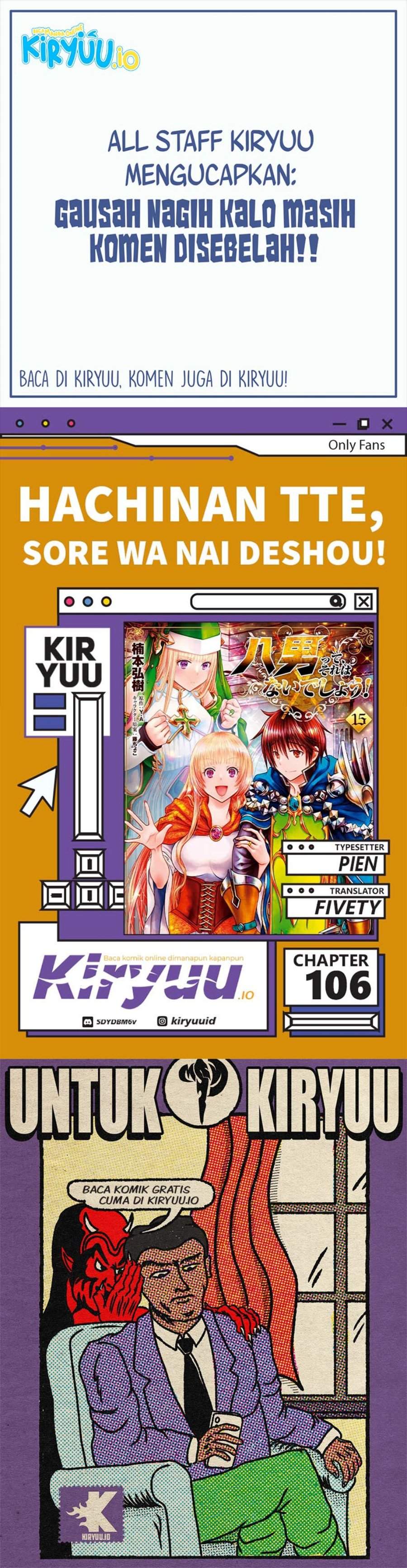 Hachinan tte, Sore wa Nai Deshou! Chap 106 - Next Chap 107