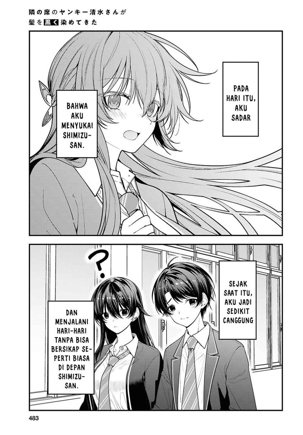 Tonari no Seki no Yankee Shimizu-san ga Kami o Kuroku Sometekita Chap 16 - Next Chap 17