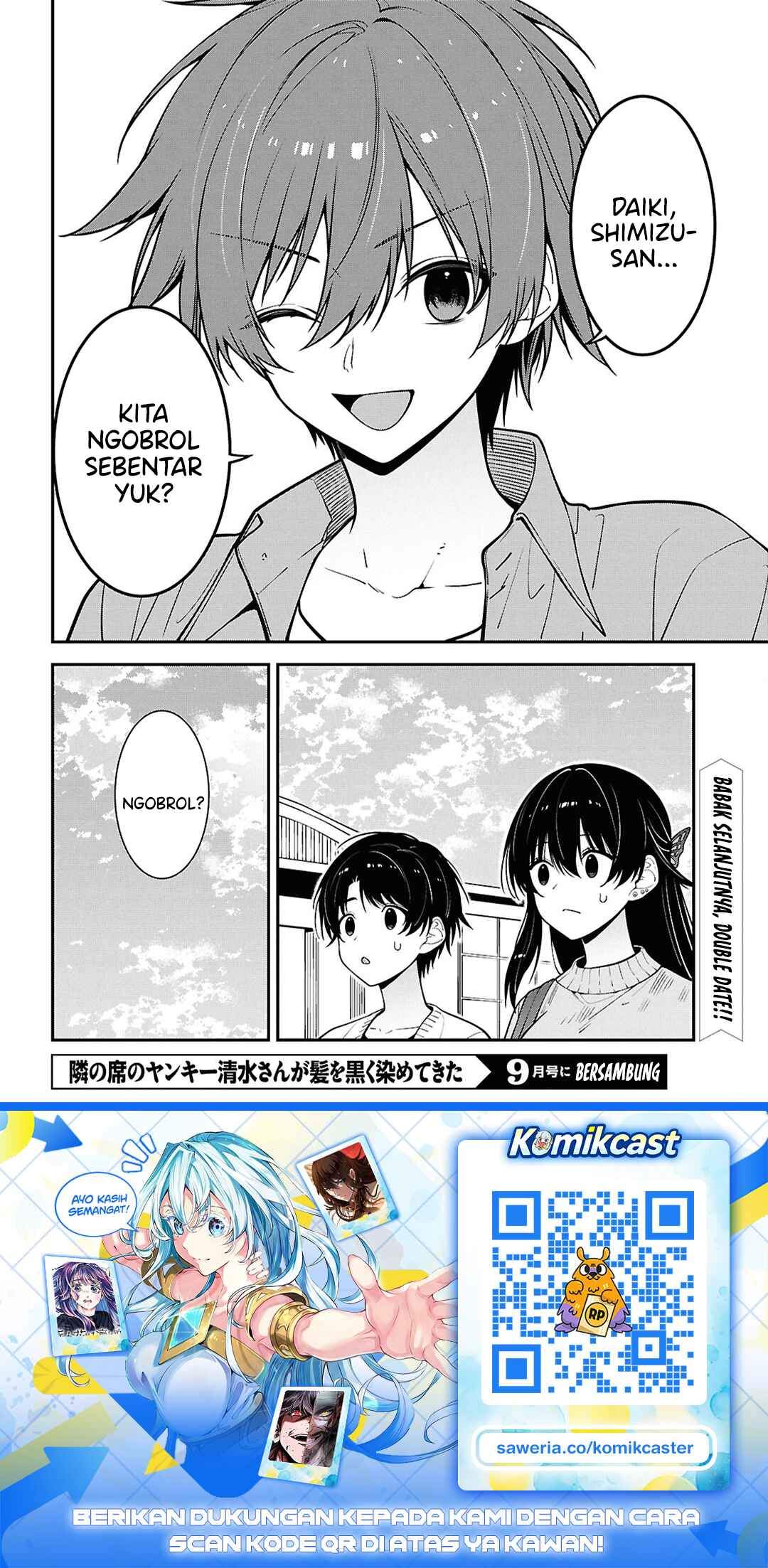 Tonari no Seki no Yankee Shimizu-san ga Kami o Kuroku Sometekita Chap 20 - Next Chap 21