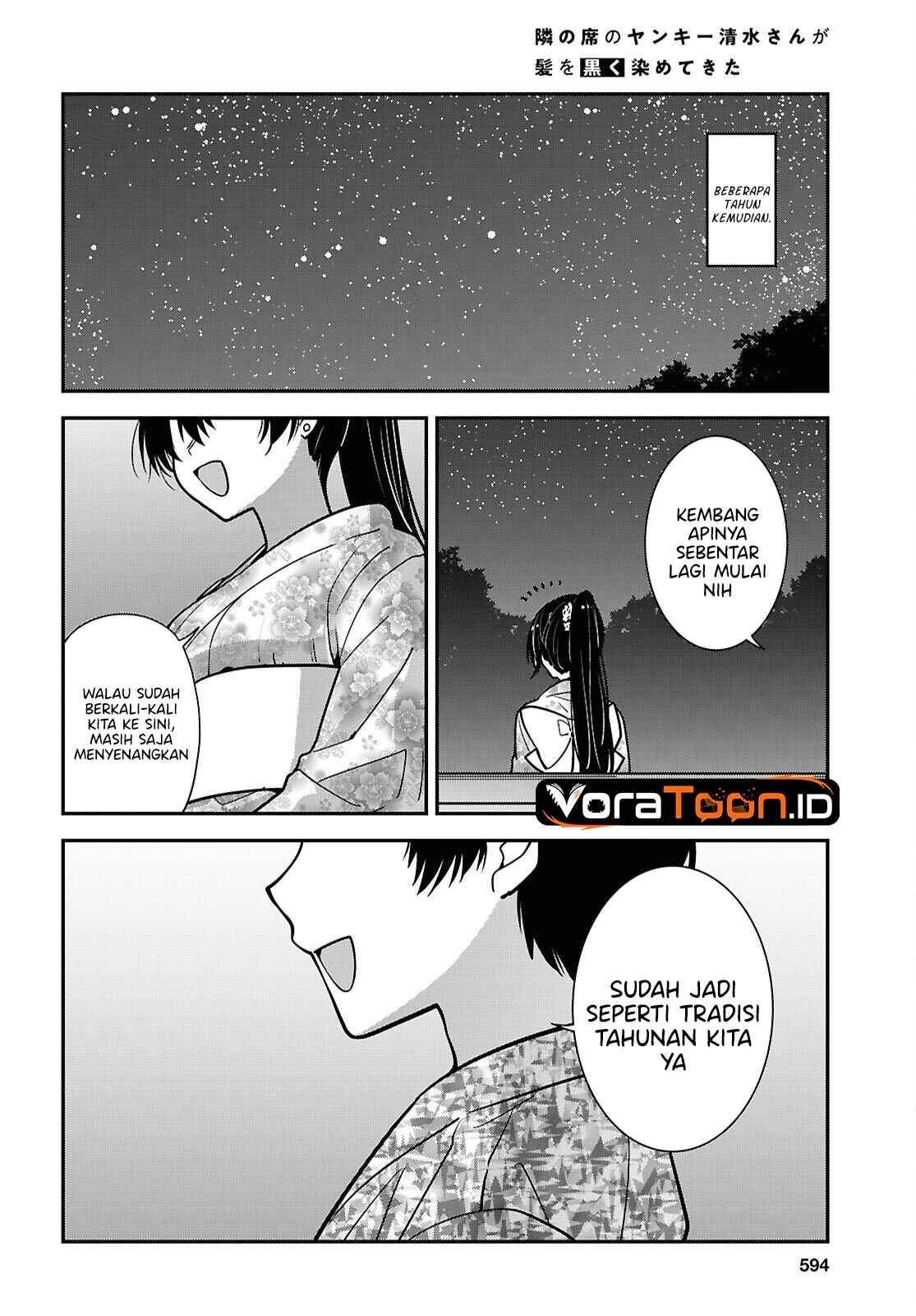 Tonari no Seki no Yankee Shimizu-san ga Kami o Kuroku Sometekita Chap 22 - Next Chap 23