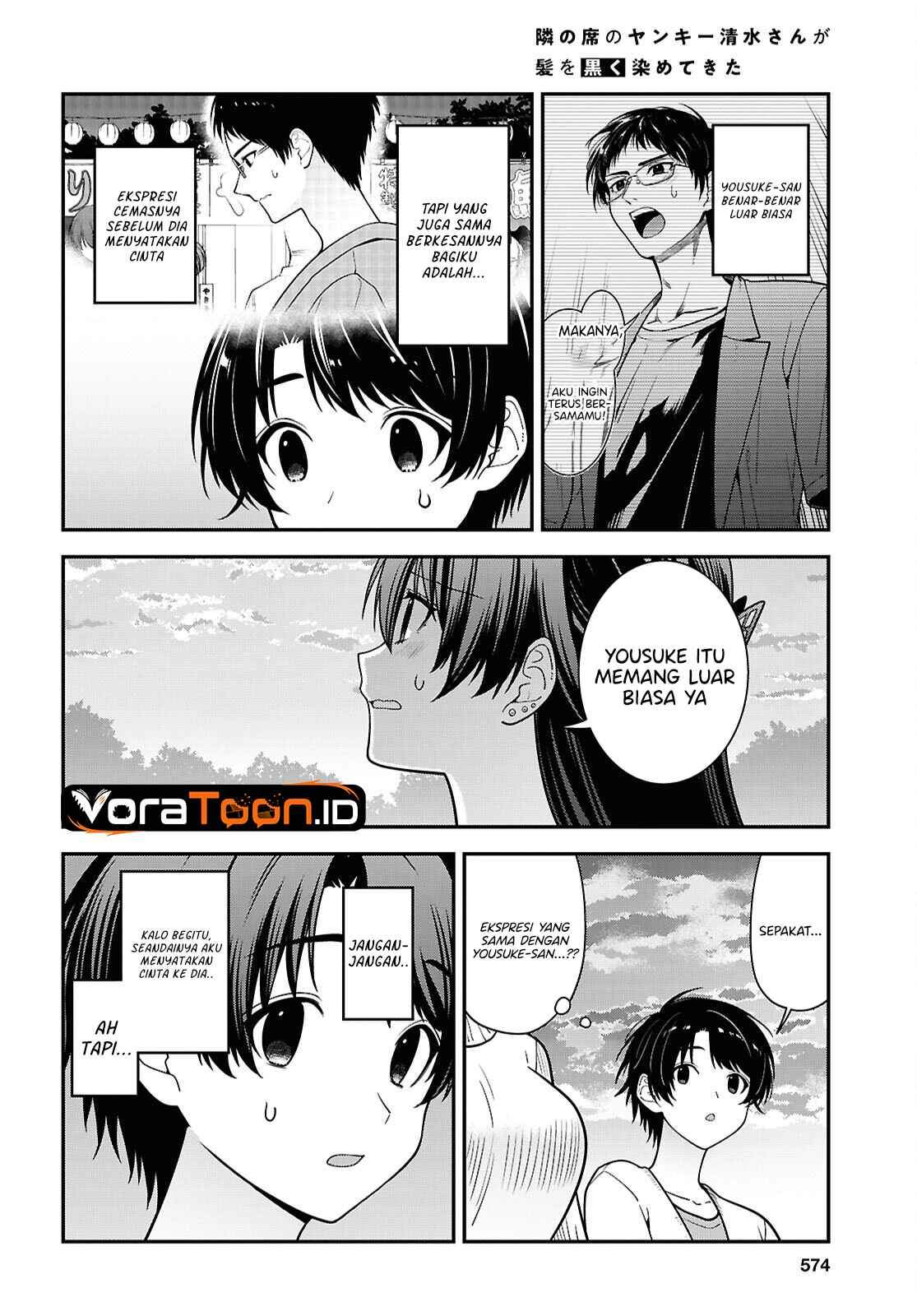 Tonari no Seki no Yankee Shimizu-san ga Kami o Kuroku Sometekita Chap 22 - Next Chap 23