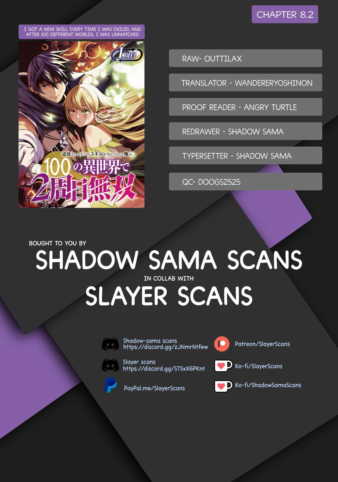 Tsuihou sareru Tabi ni Skill wo Te ni Ireta Ore ga, 100 no Isekai de 2-shuume Musou Chap 8.2 - Next Chap 9.2