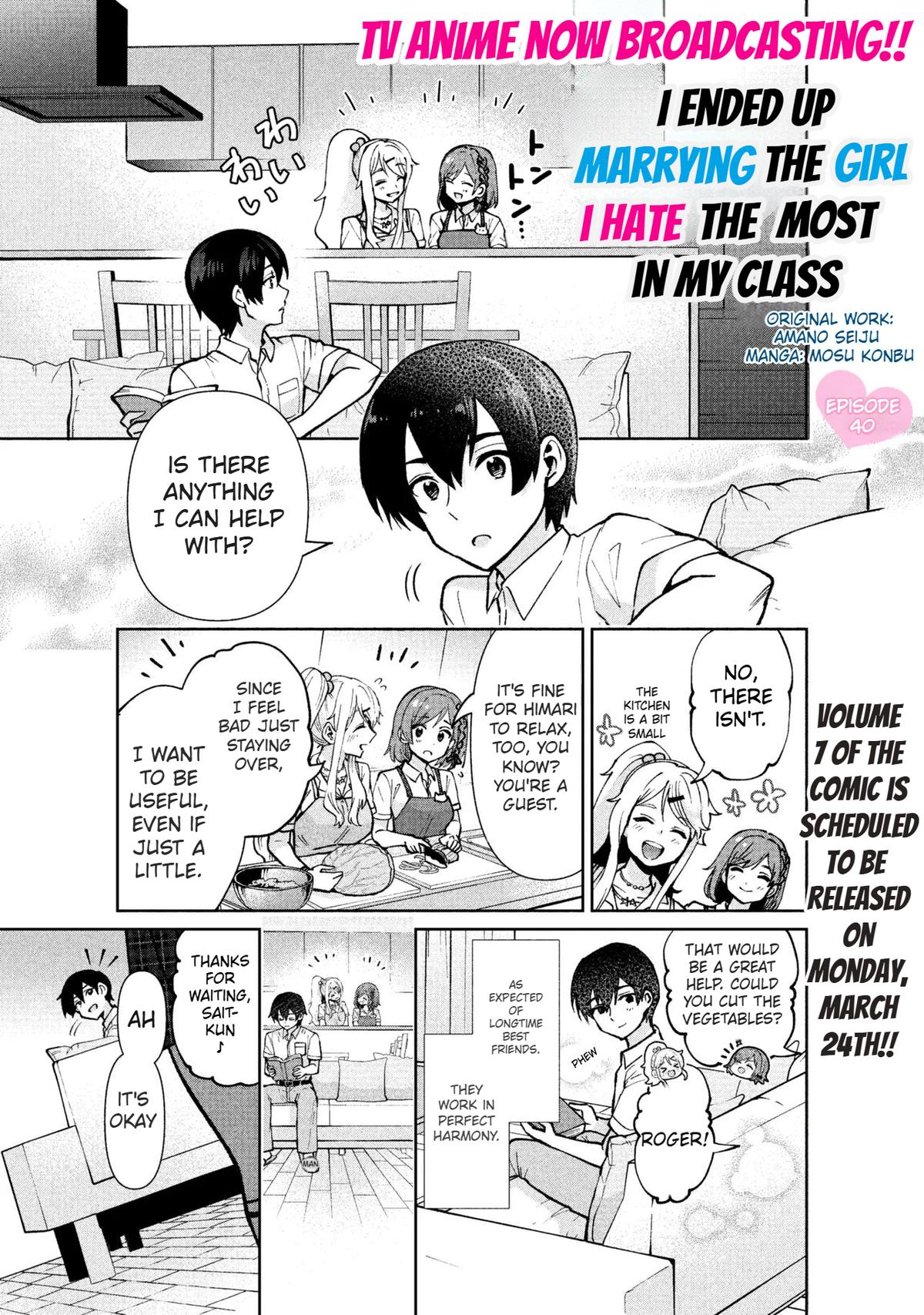 Class no Daikirai na Joshi to Kekkon suru Koto ni Natta. Chap 40.1 - Next Chap 41.1