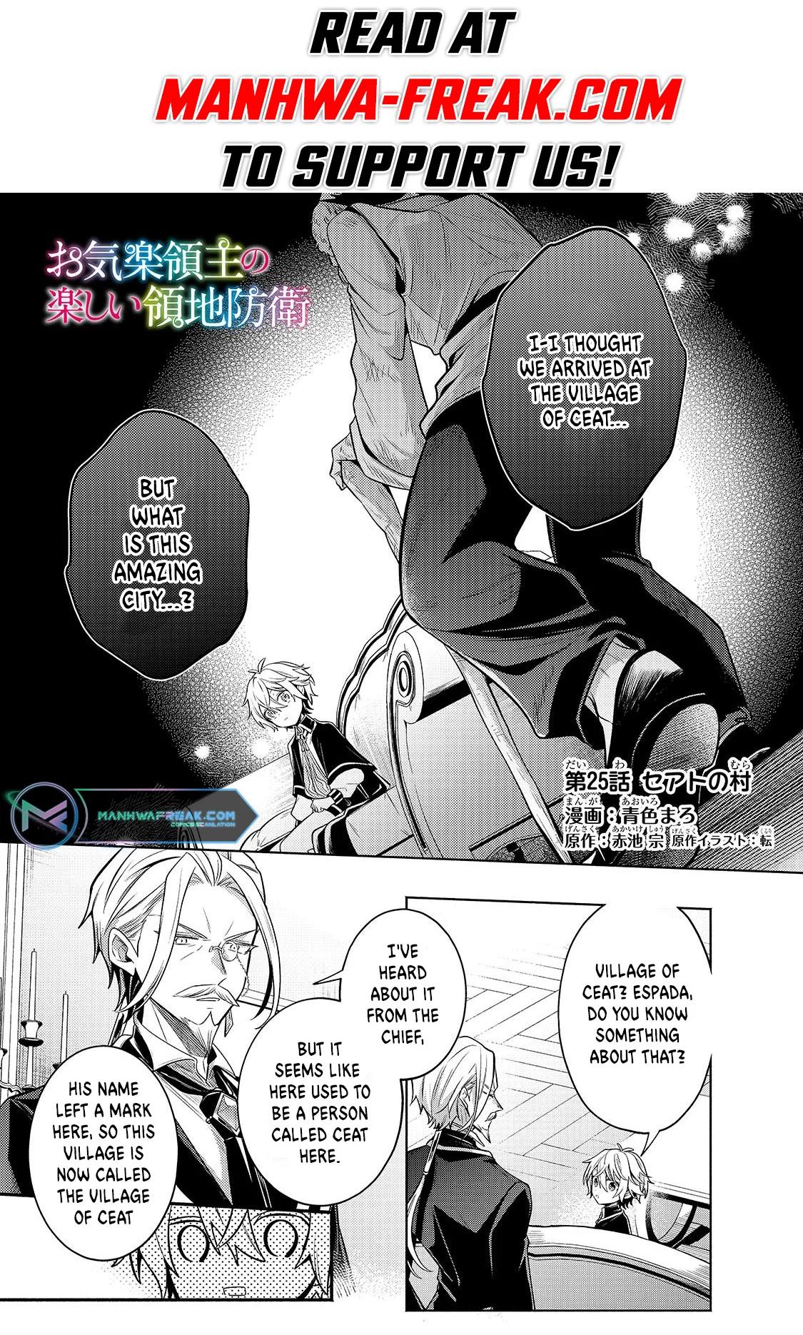 Okiraku Ryoushu no Tanoshii Ryouchi Bouei Chap 25.1 - Next Chap 26.1