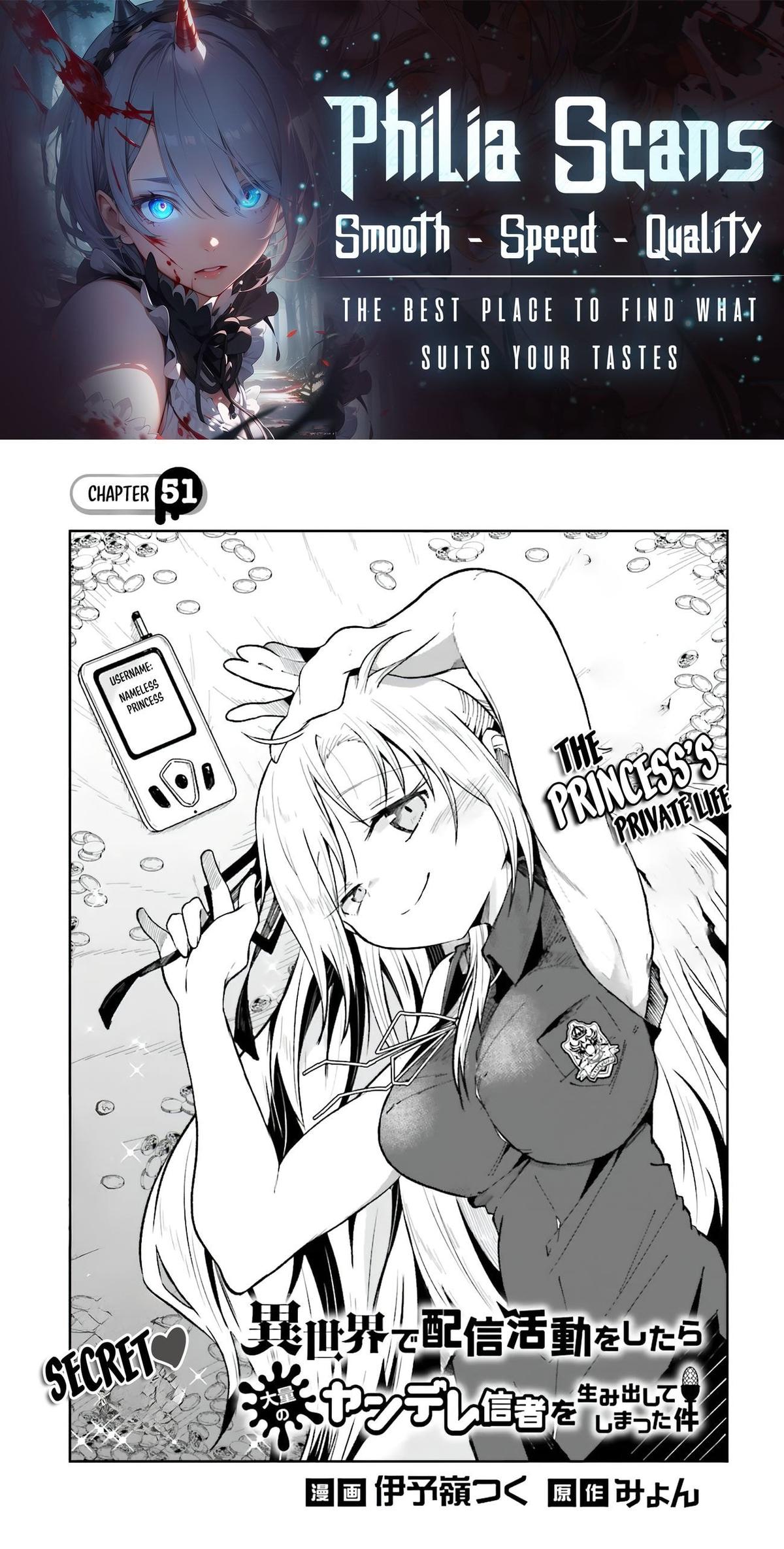 Isekai de Haishin Katsudou wo Shitara Tairyou no Yandere Shinja wo Umidashiteshimatta Ken Chap 51 - Next Chap 52