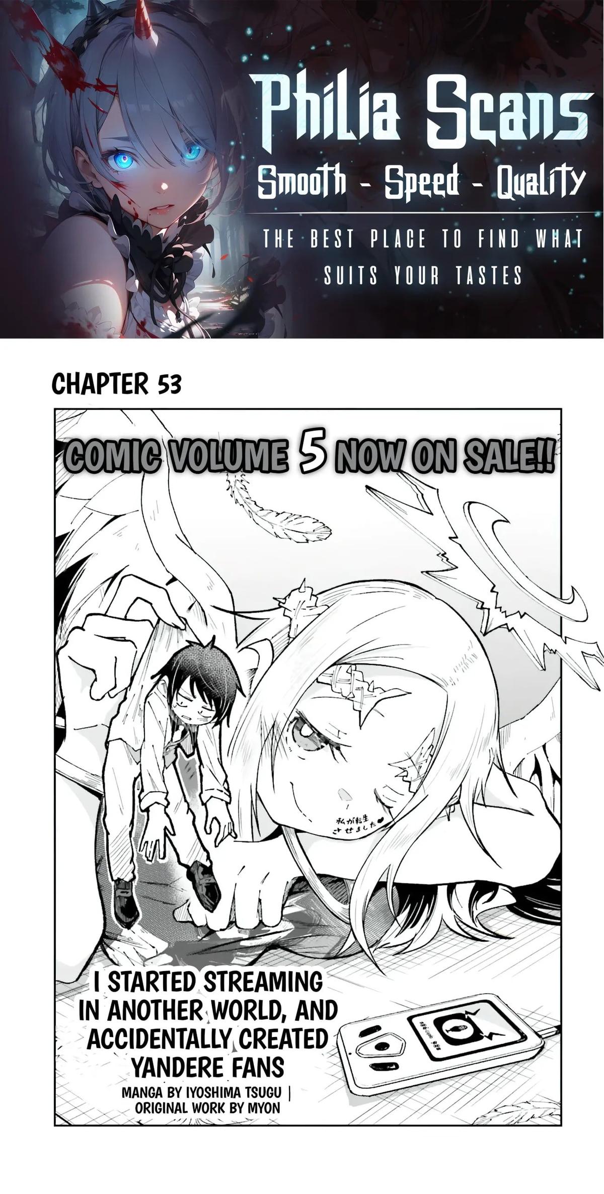 Isekai de Haishin Katsudou wo Shitara Tairyou no Yandere Shinja wo Umidashiteshimatta Ken Chap 53.1 - Next Chap 54.1
