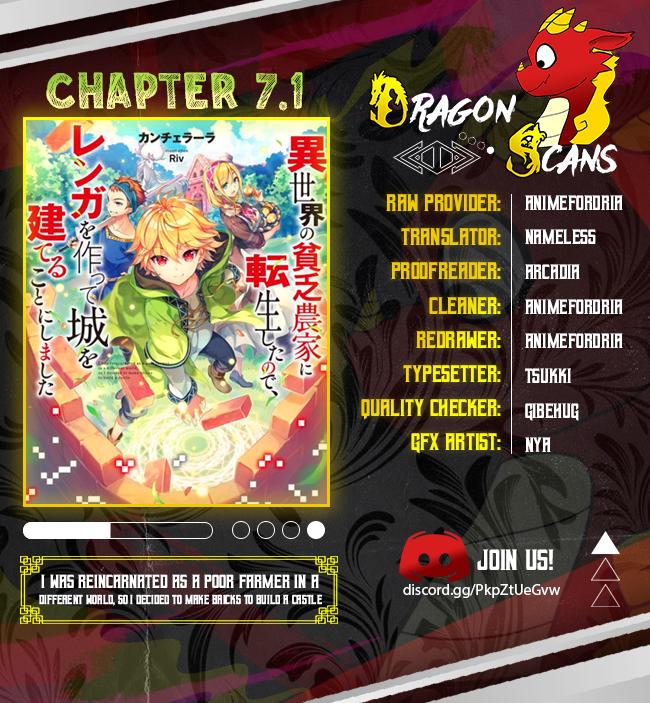 Isekai no Binbou Nouka ni Tenseishita node, Renga wo Tsukutte Shiro wo Tateru Koto ni Shimashita @comic Chap 7.1 - Next Chap 8.1