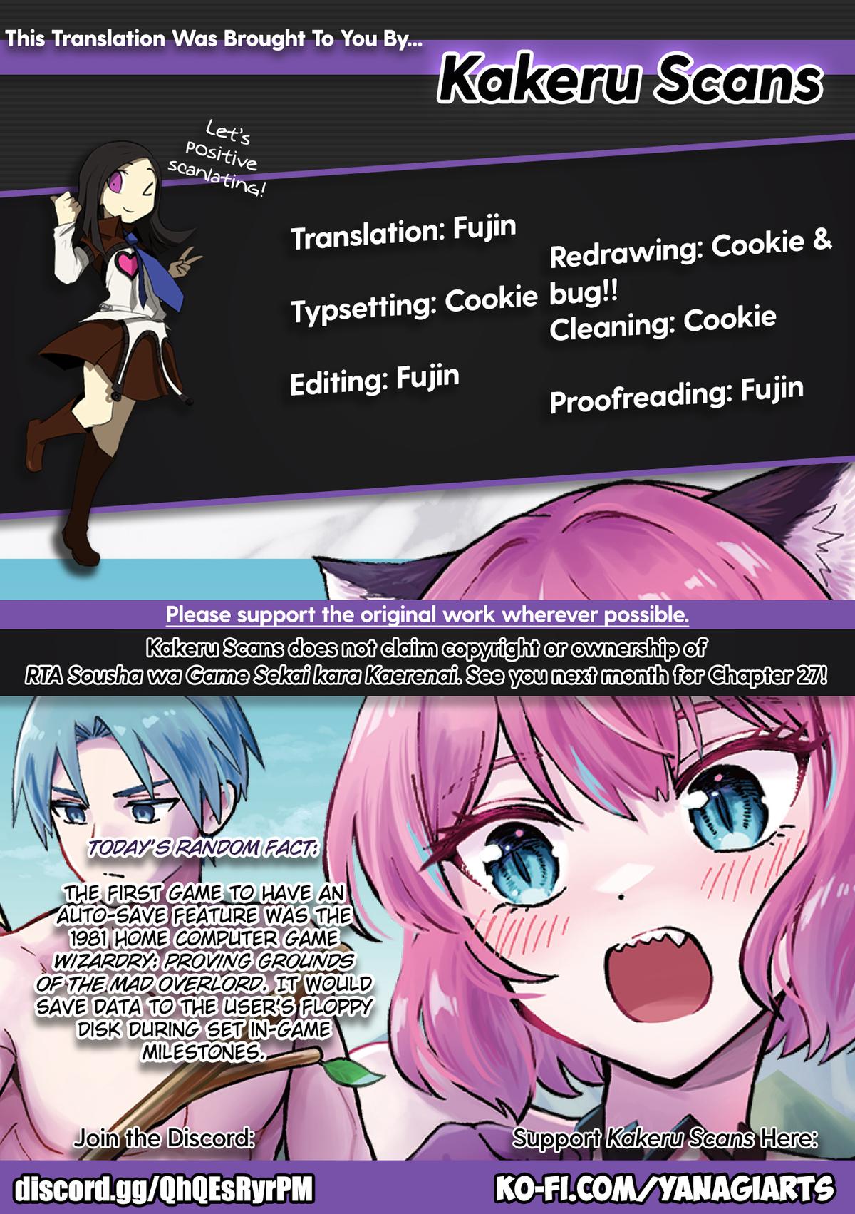 RTA Sousha wa Game Sekai kara Kaerenai Chap 26 - Next Chap 27