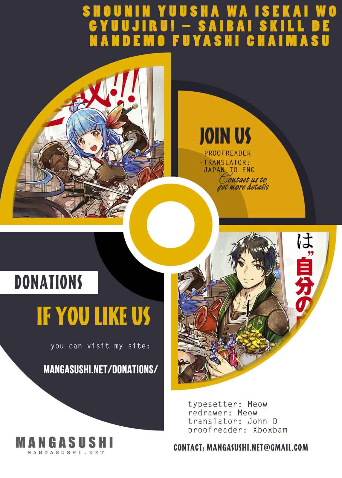 Shounin Yuusha wa Isekai wo Gyuujiru! Chap 3 - Next Chap 4