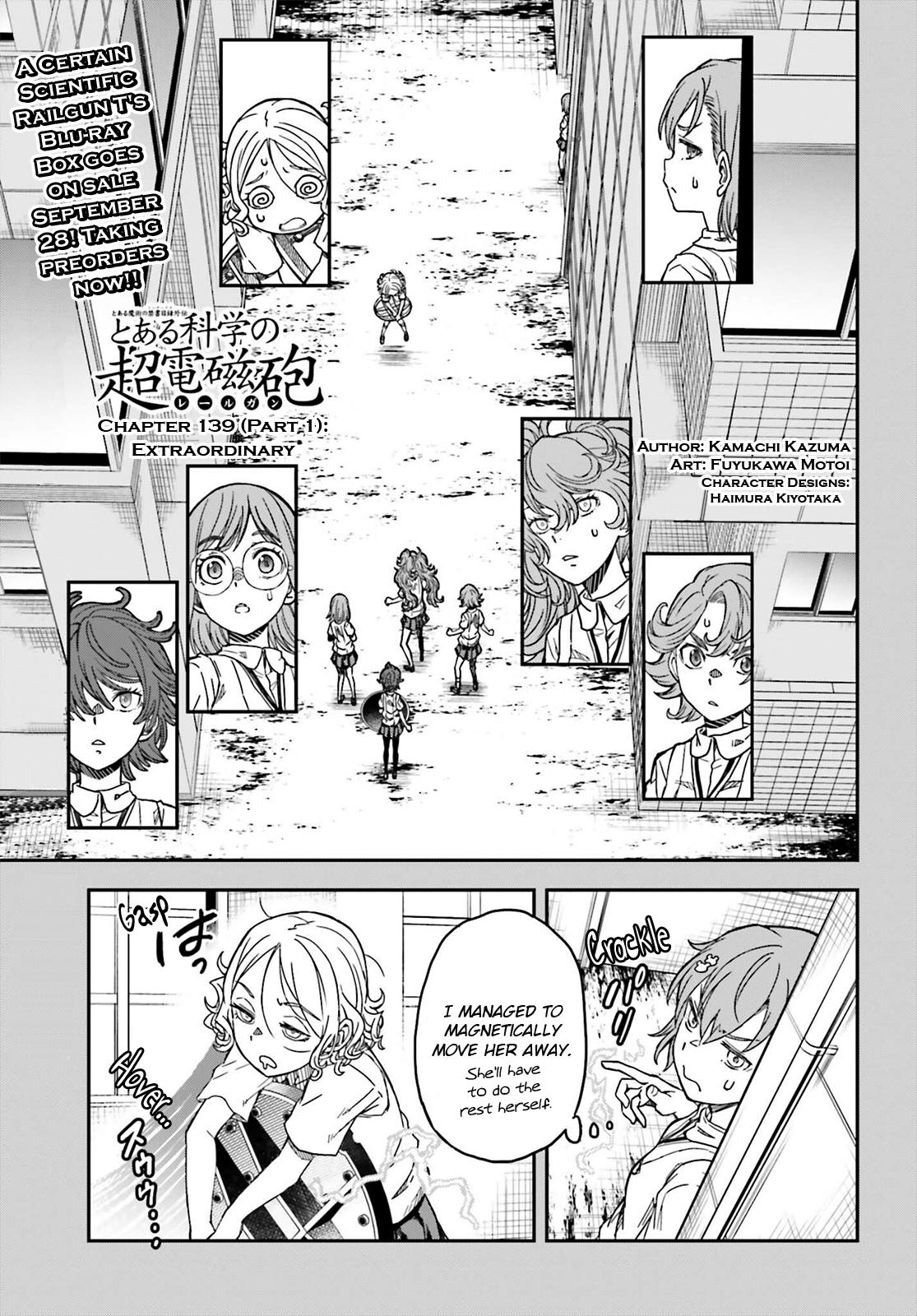 Toaru Majutsu no Index Gaiden: Toaru Kagaku no Railgun Chap 139.1 - Next Chap 140.1