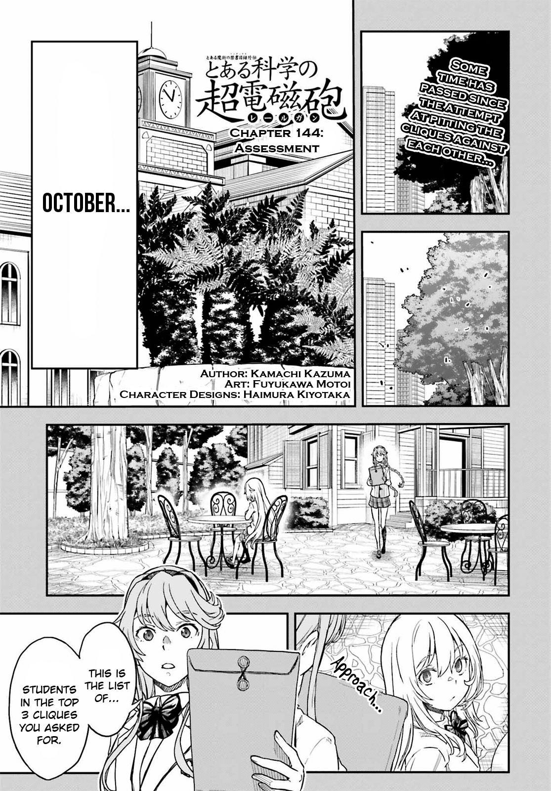 Toaru Majutsu no Index Gaiden: Toaru Kagaku no Railgun Chap 144 - Next Chap 145