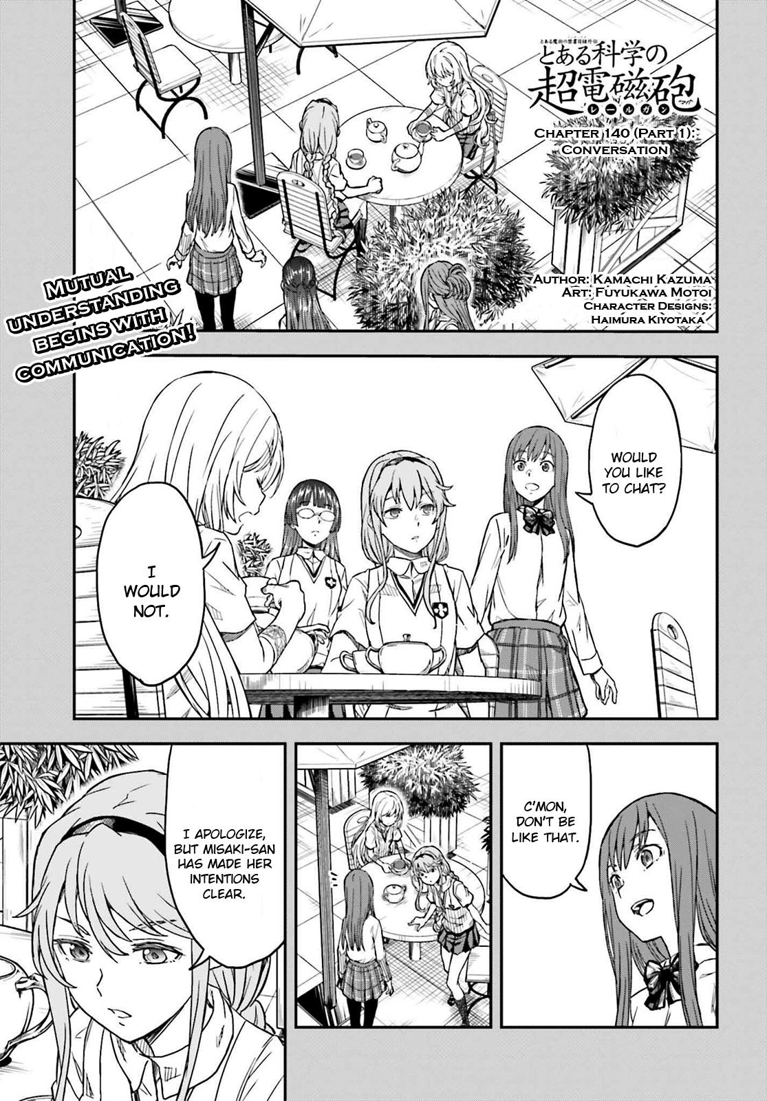 Toaru Majutsu no Index Gaiden: Toaru Kagaku no Railgun Chap 140.1 - Next Chap 141.1