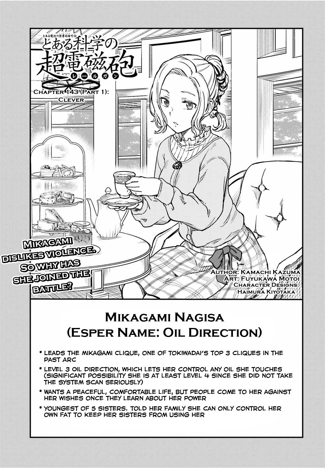 Toaru Majutsu no Index Gaiden: Toaru Kagaku no Railgun Chap 143.1 - Next Chap 144.1
