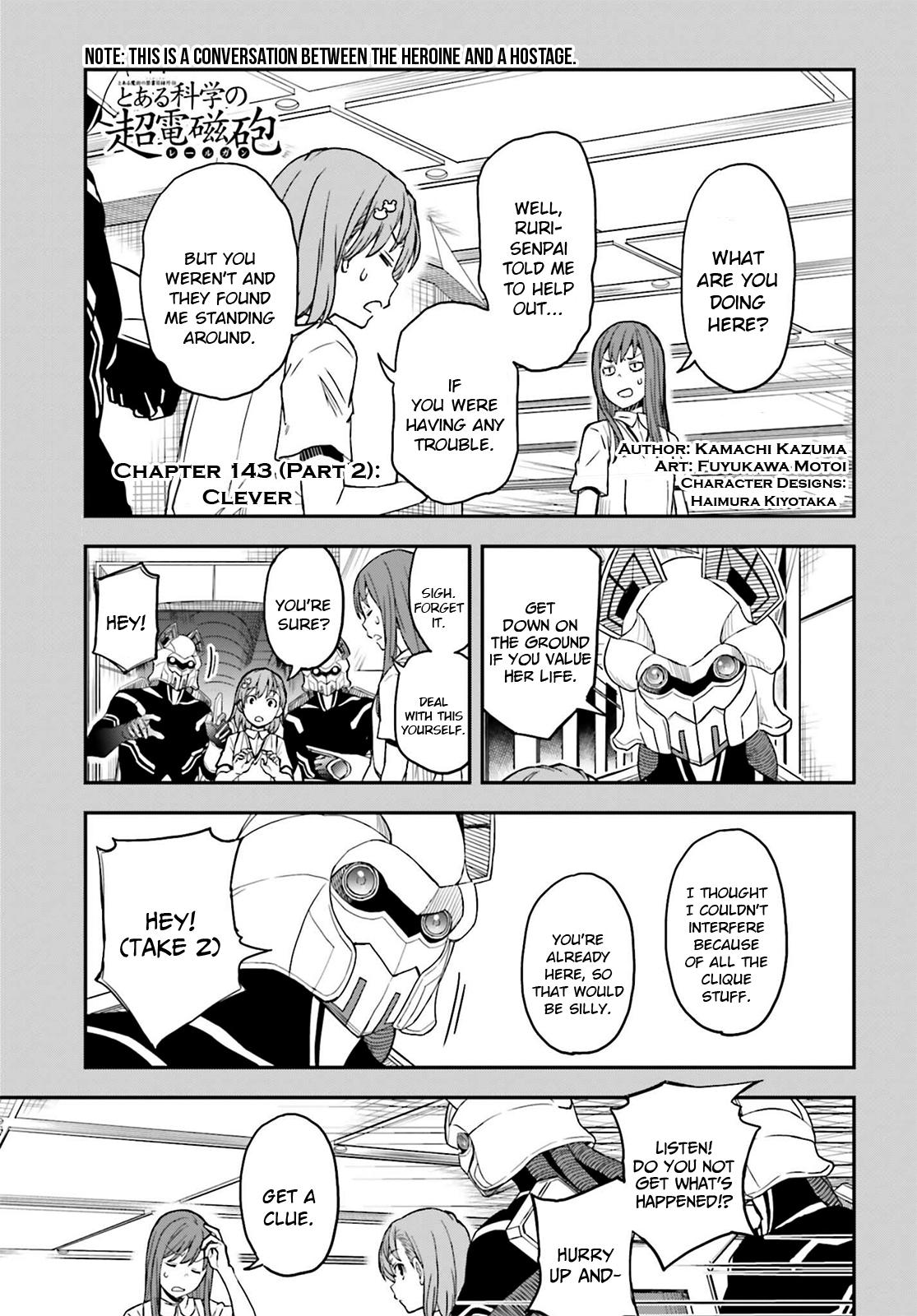 Toaru Majutsu no Index Gaiden: Toaru Kagaku no Railgun Chap 143.2 - Next Chap 144.2