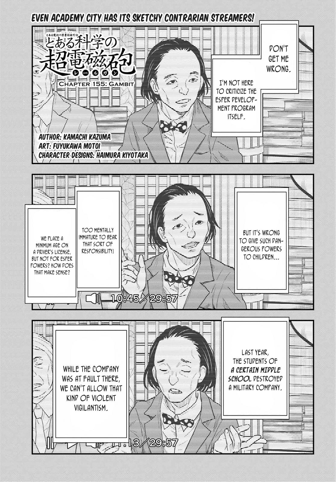 Toaru Majutsu no Index Gaiden: Toaru Kagaku no Railgun Chap 155 - Next Chap 156