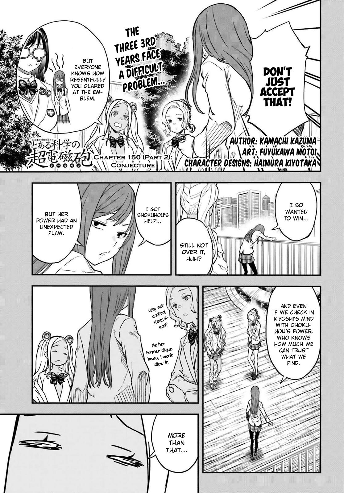 Toaru Majutsu no Index Gaiden: Toaru Kagaku no Railgun Chap 150.2 - Next Chap 151.2