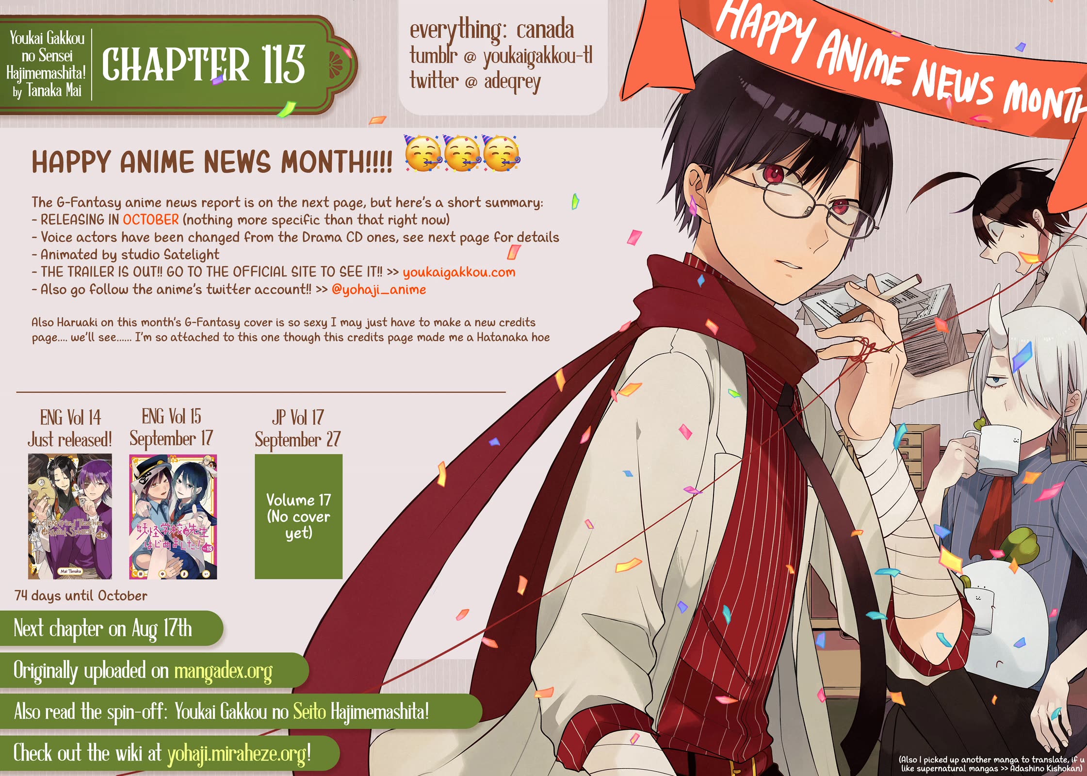 Youkai Gakkou no Sensei Hajimemashita! Chap 115 - Next Chap 116