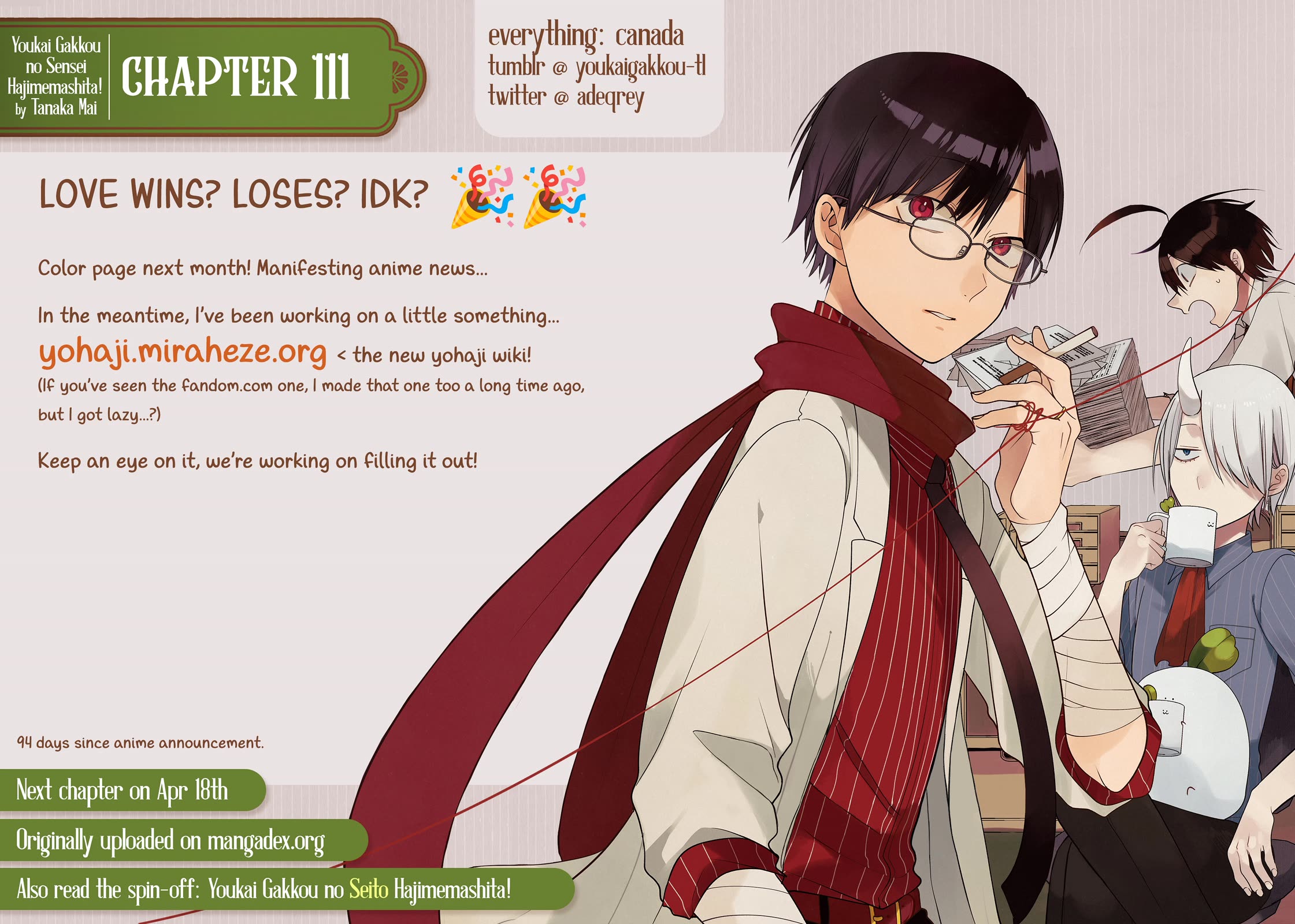 Youkai Gakkou no Sensei Hajimemashita! Chap 111 - Next Chap 112