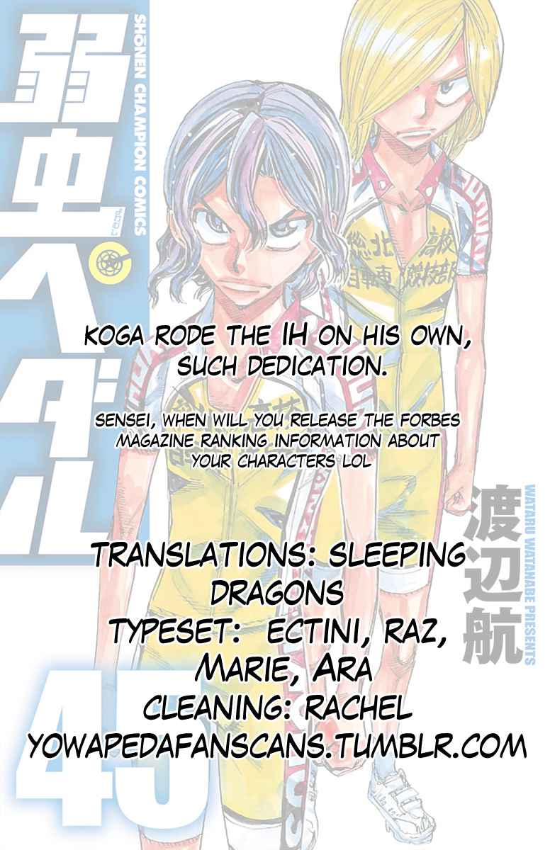 Yowamushi Pedal Chap 389 - Next Chap 390