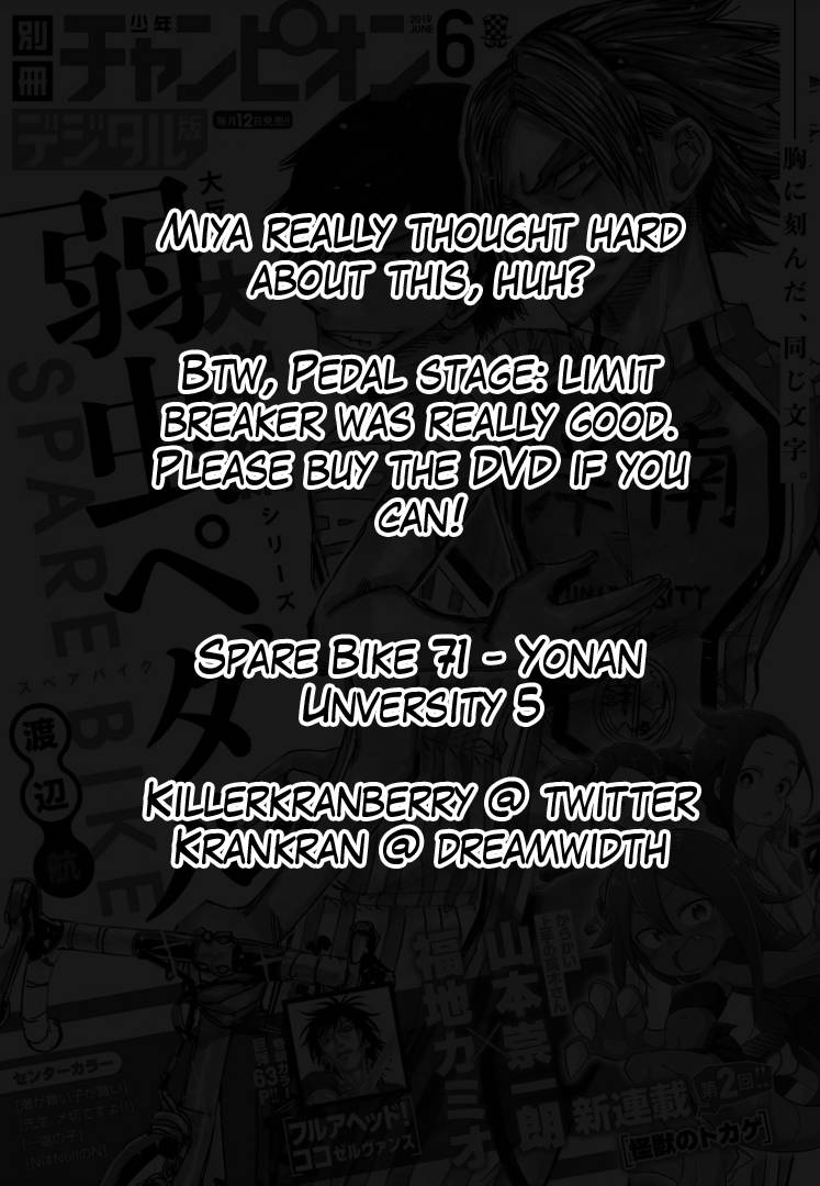 Yowamushi Pedal: Spare Bike Chap 71 - Next Chap 72