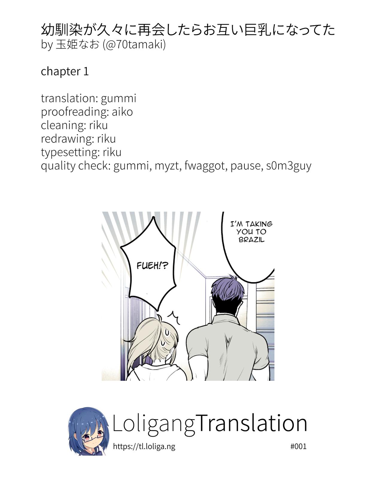 Osananajimi ga Hisabisa ni Saikai Shitara Otagai Kyonyuu ni Natteta Chap 1 - Next Chap 2