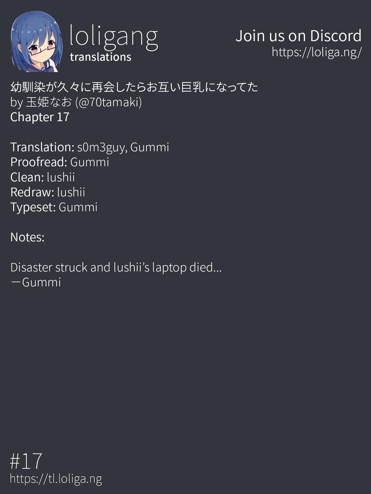 Osananajimi ga Hisabisa ni Saikai Shitara Otagai Kyonyuu ni Natteta Chap 17 - Next Chap 18