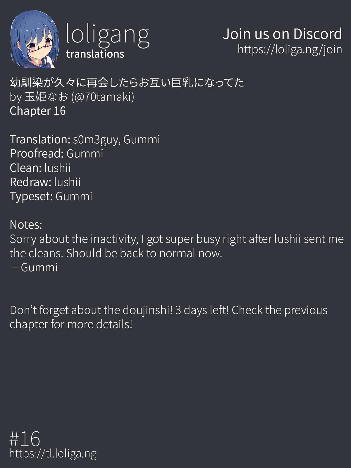 Osananajimi ga Hisabisa ni Saikai Shitara Otagai Kyonyuu ni Natteta Chap 16 - Next Chap 17