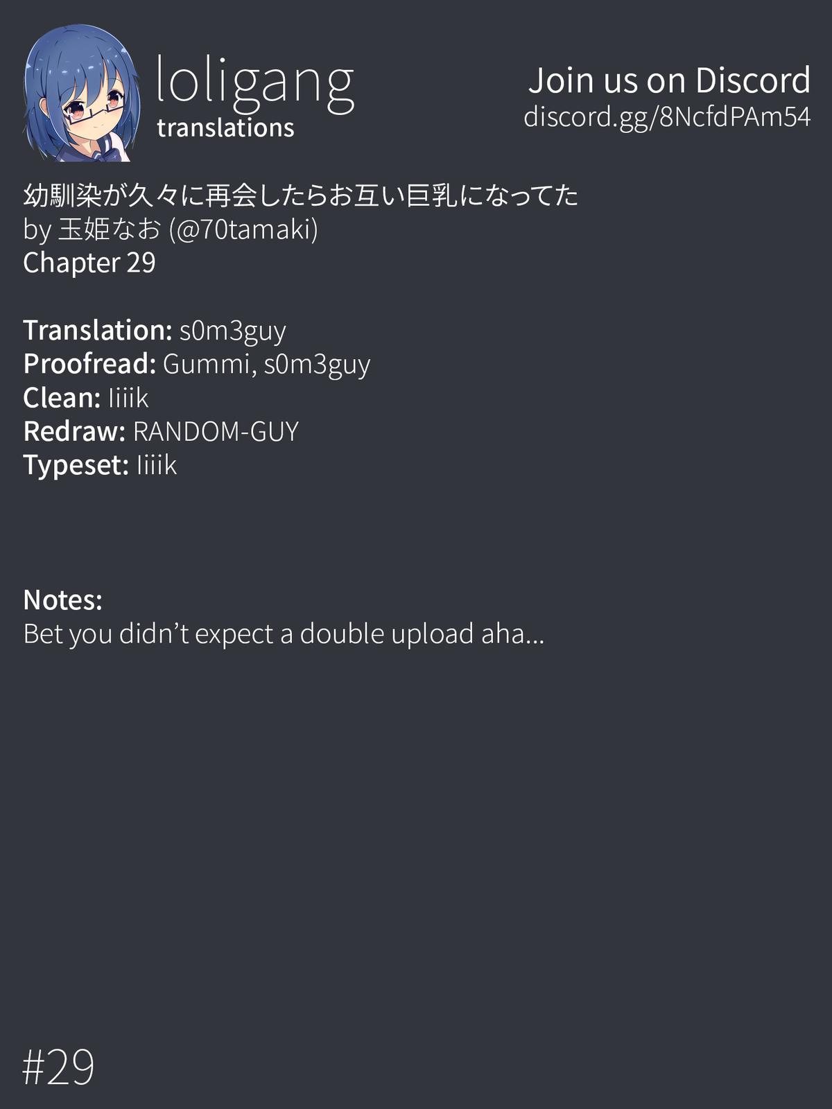 Osananajimi ga Hisabisa ni Saikai Shitara Otagai Kyonyuu ni Natteta Chap 29 - Next Chap 30