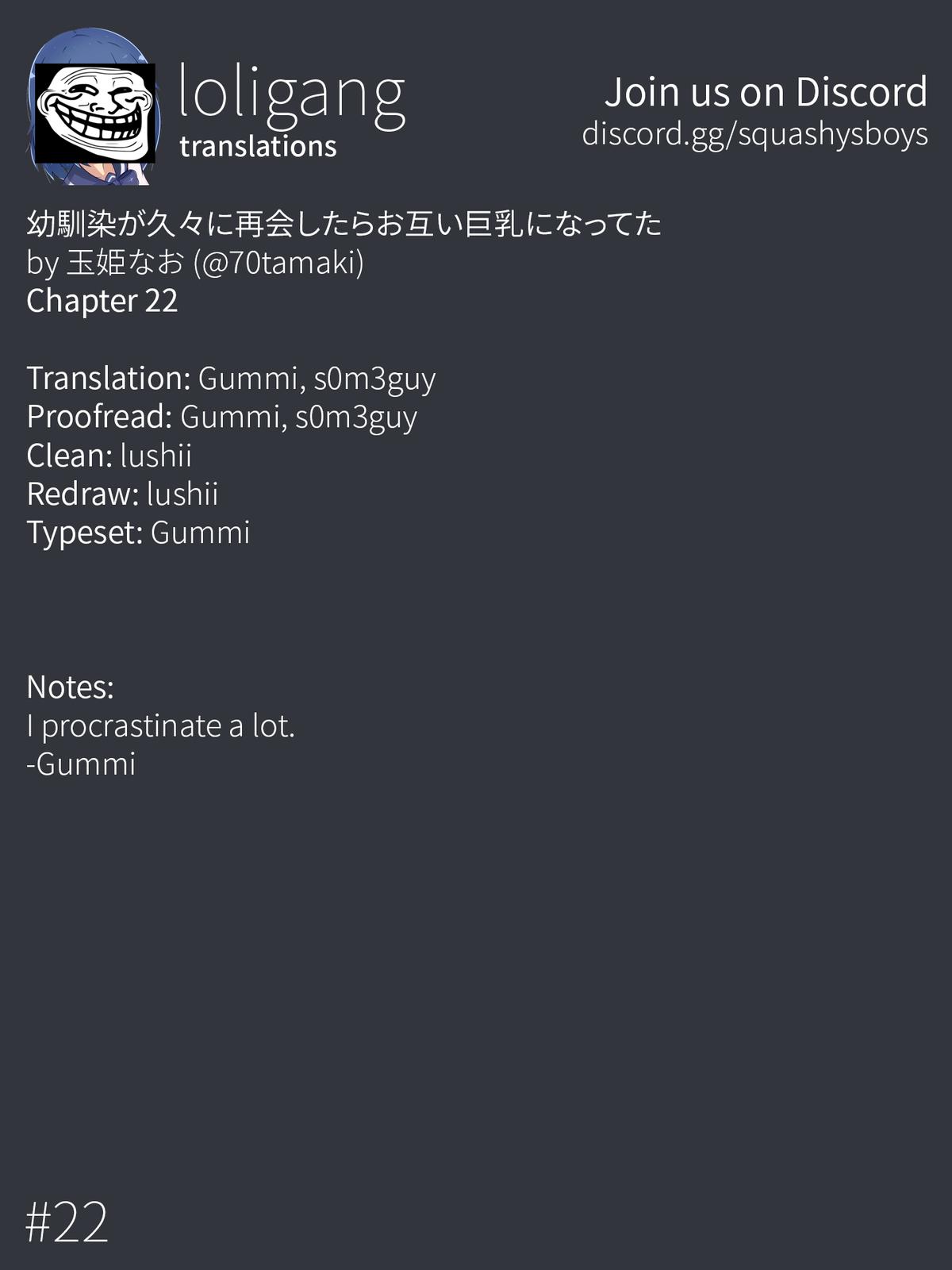 Osananajimi ga Hisabisa ni Saikai Shitara Otagai Kyonyuu ni Natteta Chap 22 - Next Chap 23