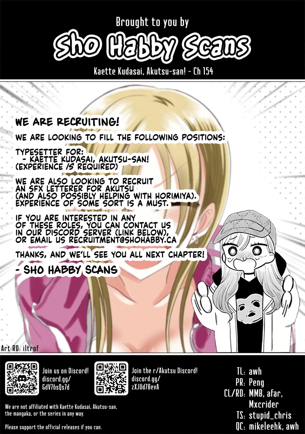 Kaette kudasai! Akutsu-san Chap 154 - Next Chap 155