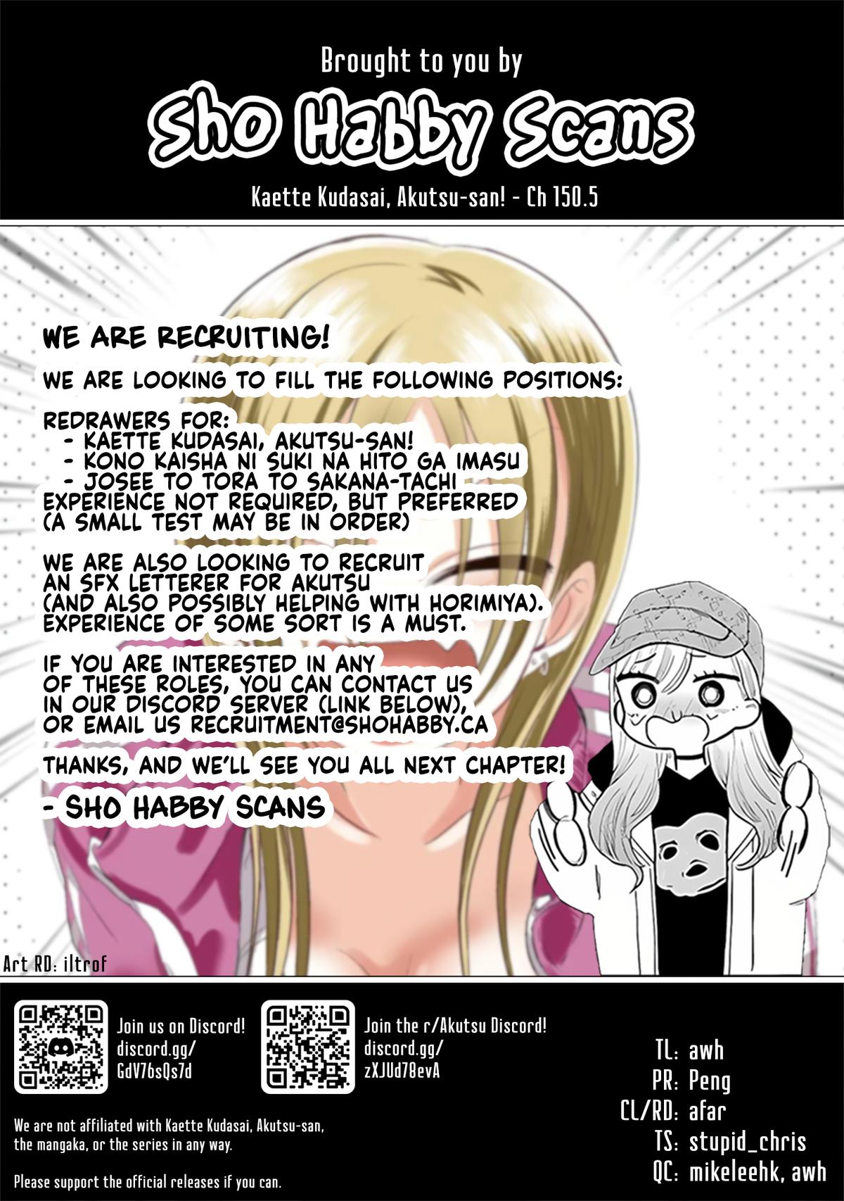 Kaette kudasai! Akutsu-san Chap 150.5 - Next Chap 151.5