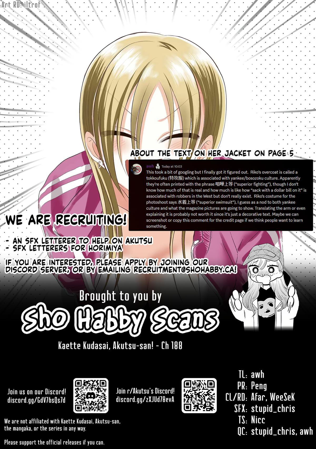 Kaette kudasai! Akutsu-san Chap 188 - Next Chap 189