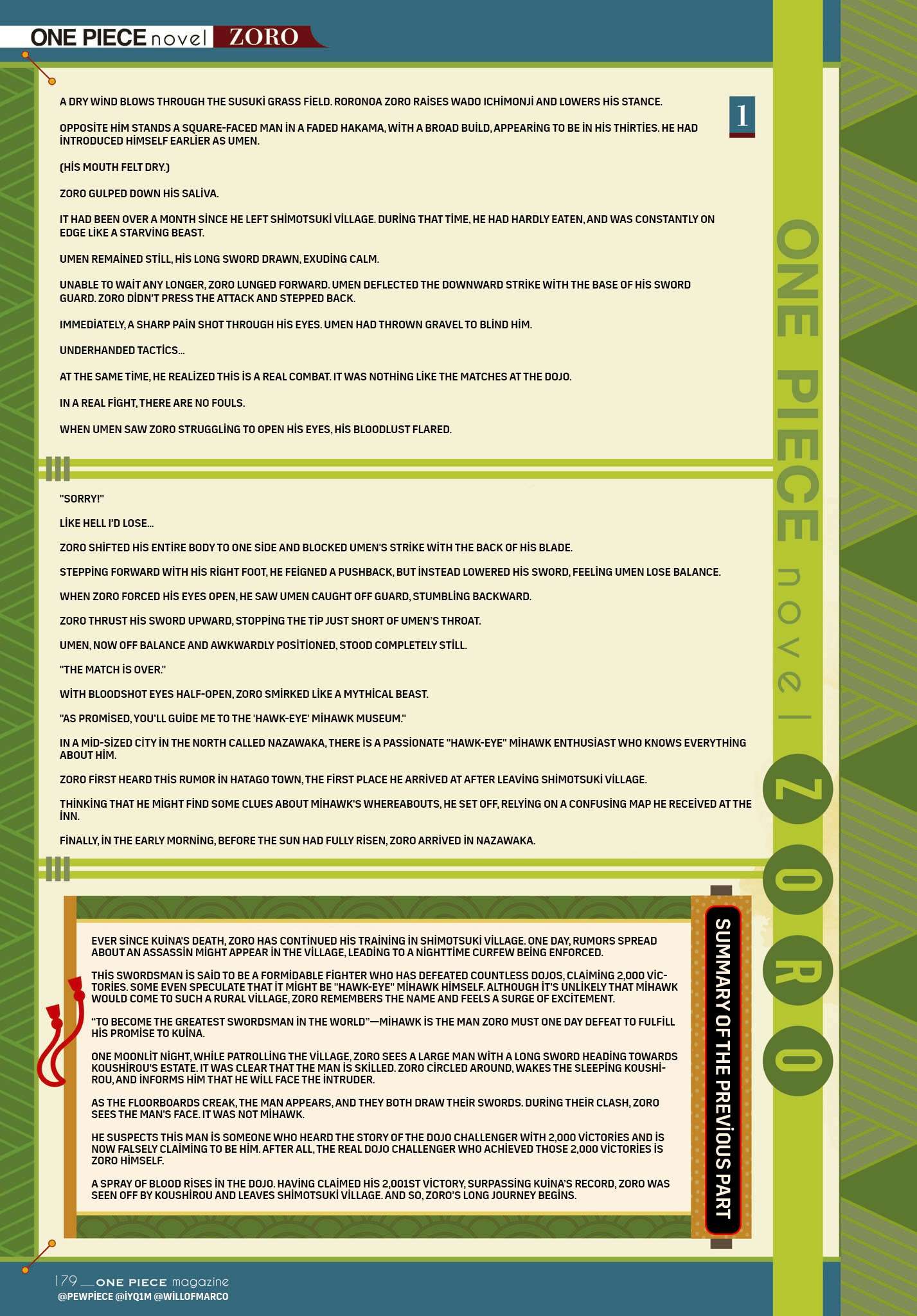 One Piece novel Zoro Chap 1 - Next Chap 2