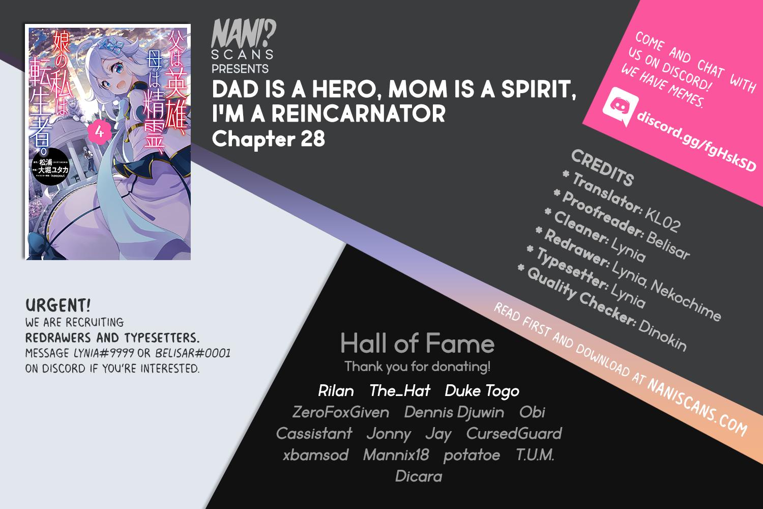 Chichi wa Eiyuu, Haha wa Seirei, Musume no Watashi wa Tenseisha. Chap 28 - Next Chap 29