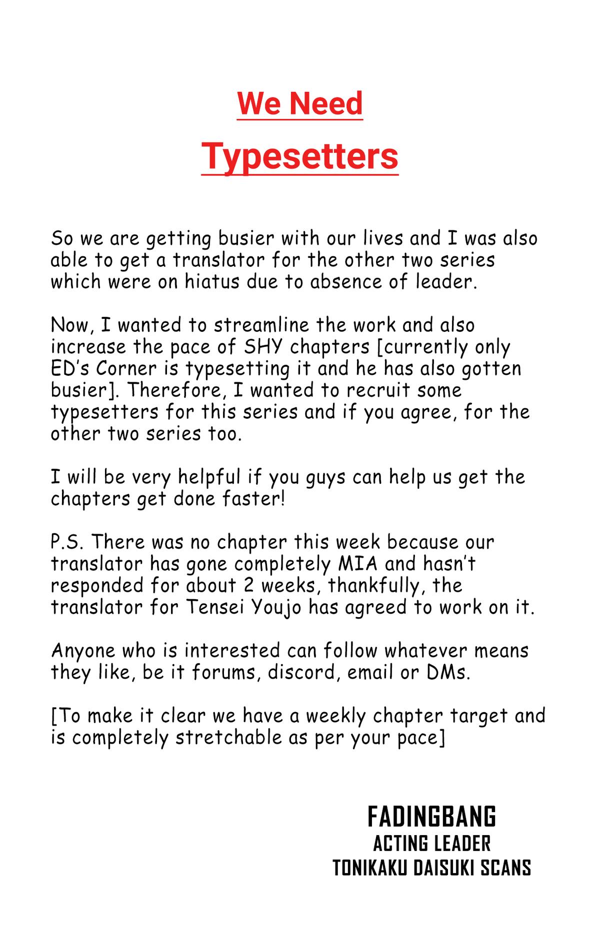 Tensei Youjo wa Akiramenai Chap 40.5 - Next Chap 41.5