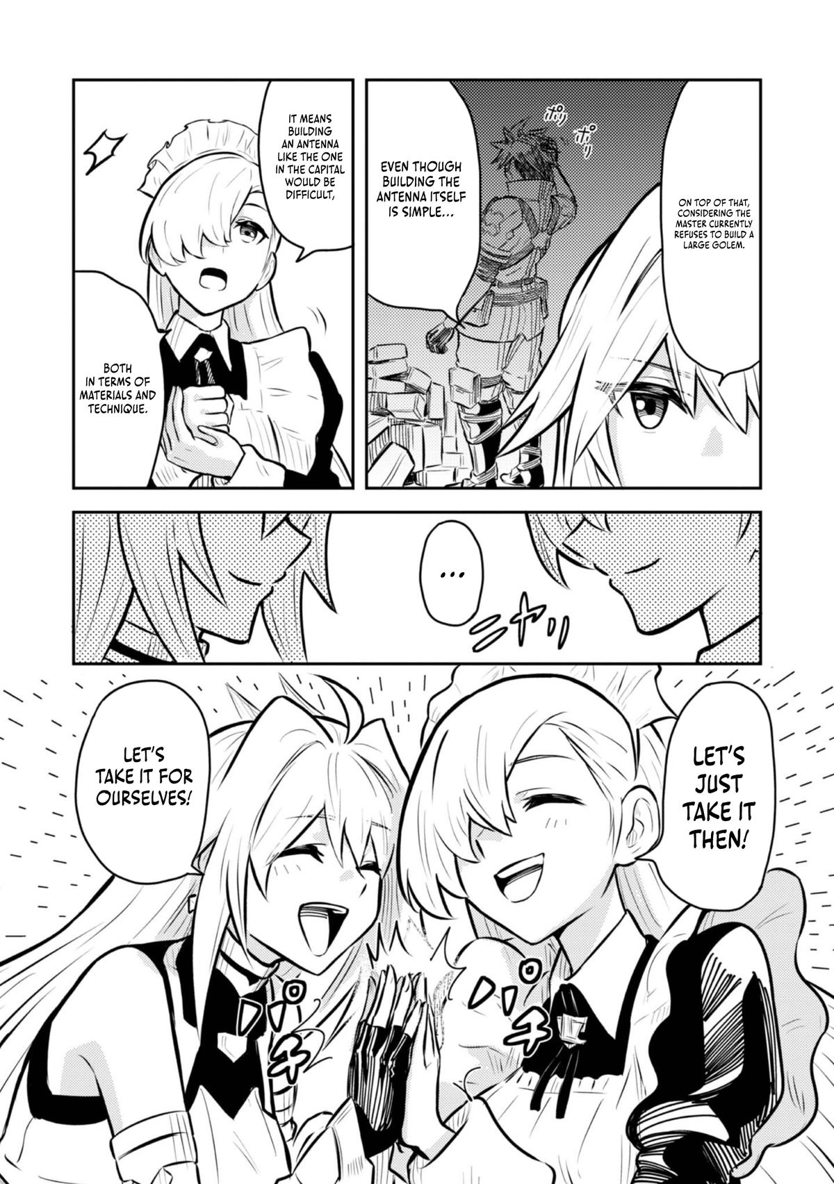 Outo One Operation Golem Master. Masaka no Tsuihou!? Jiyuu no Mi ni Natta node Deshi no Bijin Yuusha-tachi to Issho ni Saikyou Golem Tsukurimasu. Modottekoi to Iwaretemo Mou Shiran! @comic Chap 5 - Next Chap 6