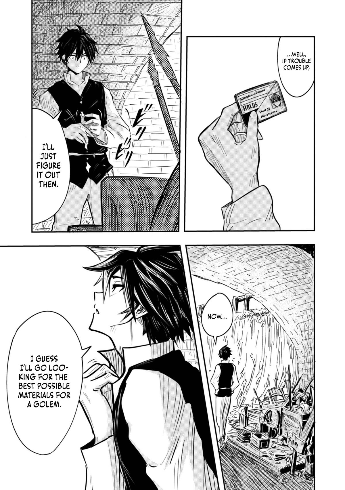 Outo One Operation Golem Master. Masaka no Tsuihou!? Jiyuu no Mi ni Natta node Deshi no Bijin Yuusha-tachi to Issho ni Saikyou Golem Tsukurimasu. Modottekoi to Iwaretemo Mou Shiran! @comic Chap 1 - Next Chap 2