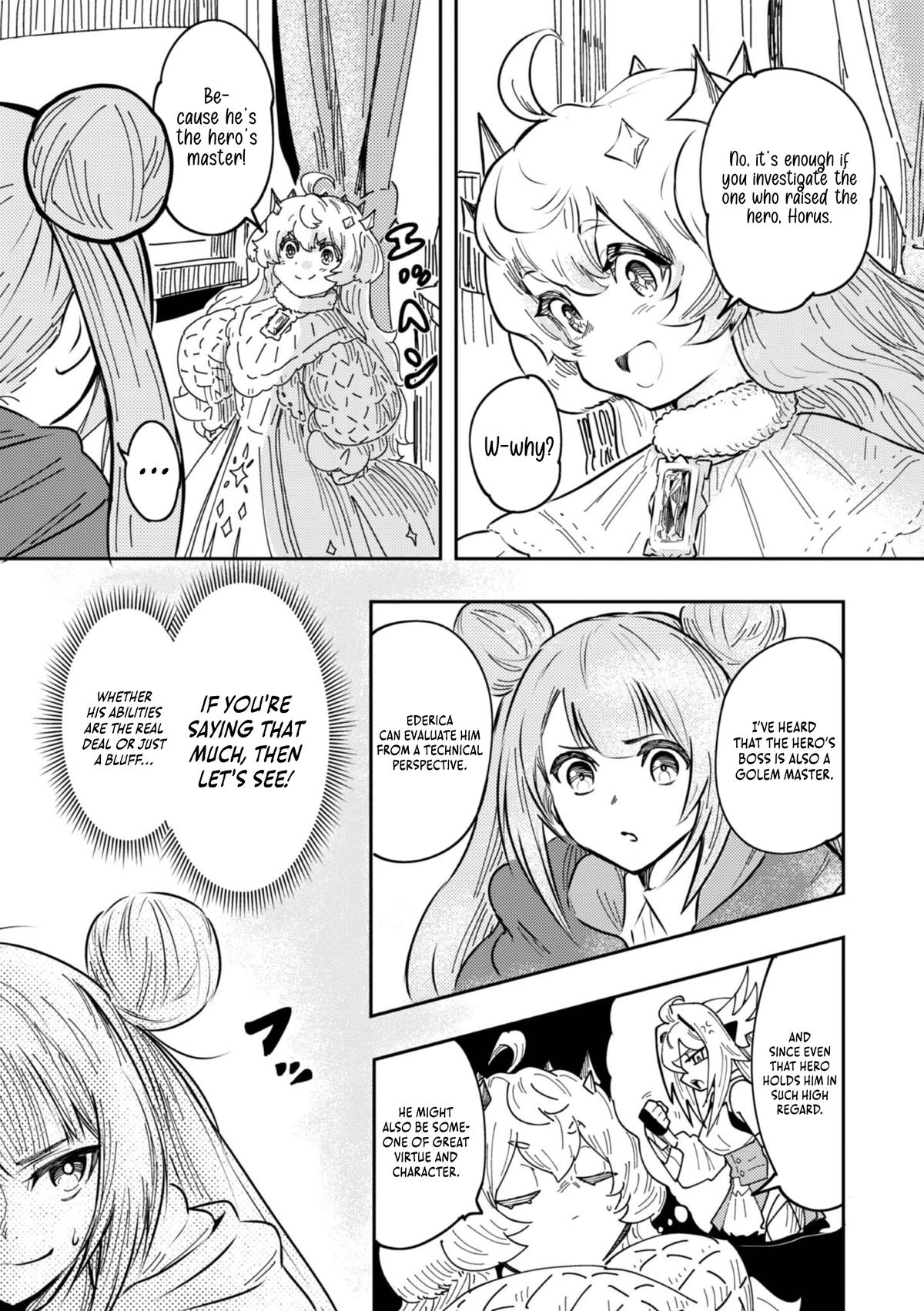 Outo One Operation Golem Master. Masaka no Tsuihou!? Jiyuu no Mi ni Natta node Deshi no Bijin Yuusha-tachi to Issho ni Saikyou Golem Tsukurimasu. Modottekoi to Iwaretemo Mou Shiran! @comic Chap 3 - Next Chap 4