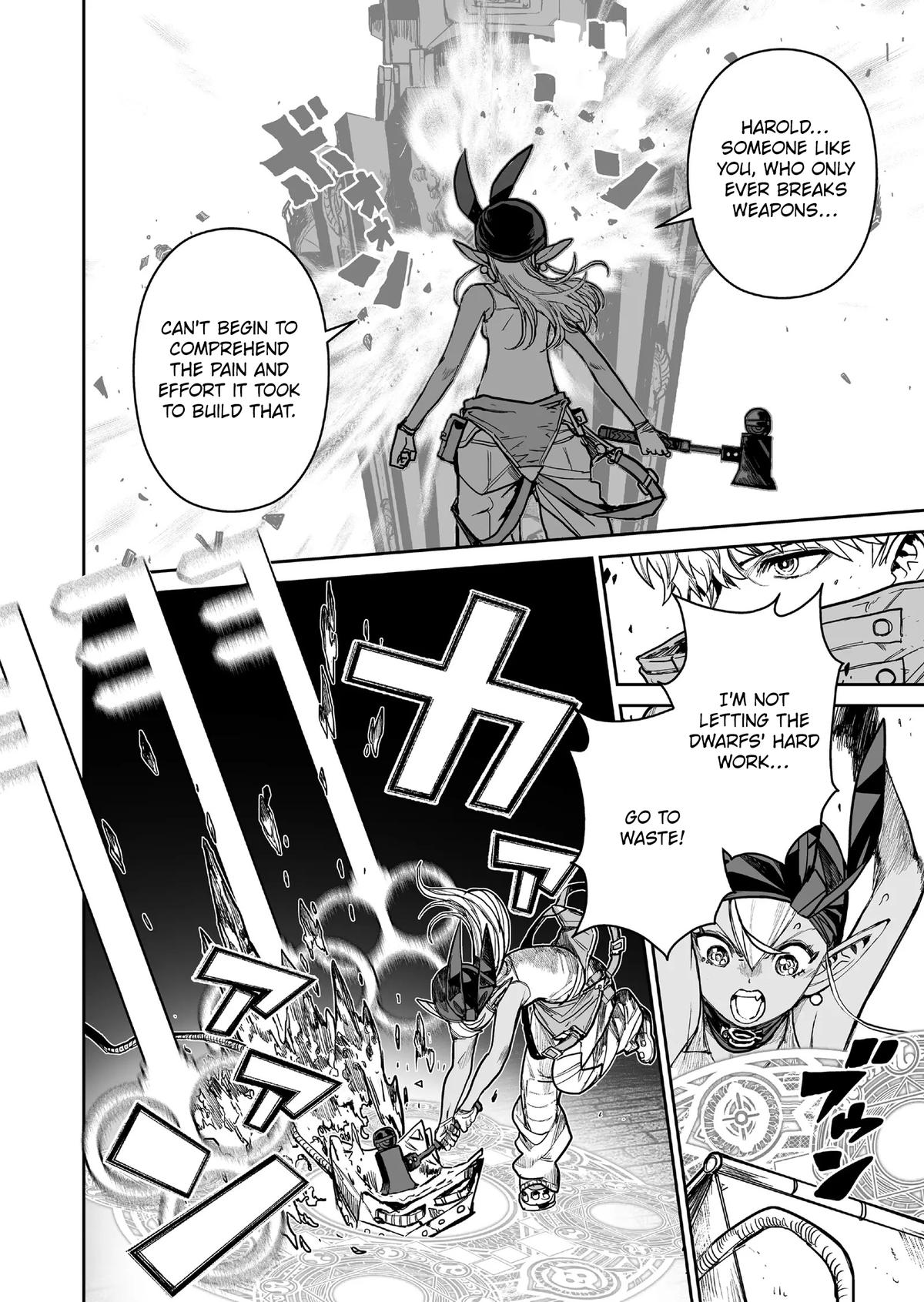 Abandoned: Tsuyosugite Buki ga Kowareru Yuusha to Buki Shokunin no Elf Chap 15 - Next Chap 16