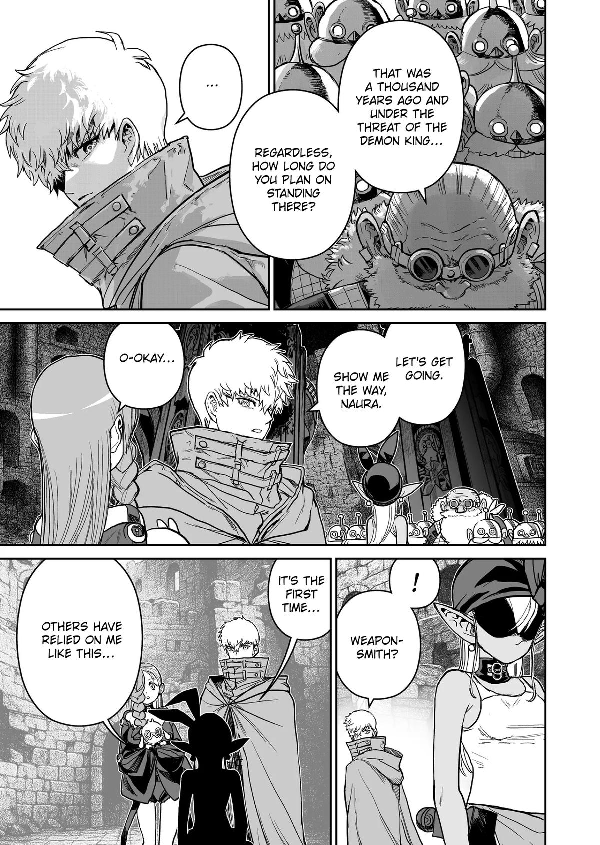 Abandoned: Tsuyosugite Buki ga Kowareru Yuusha to Buki Shokunin no Elf Chap 16 - Next Chap 17