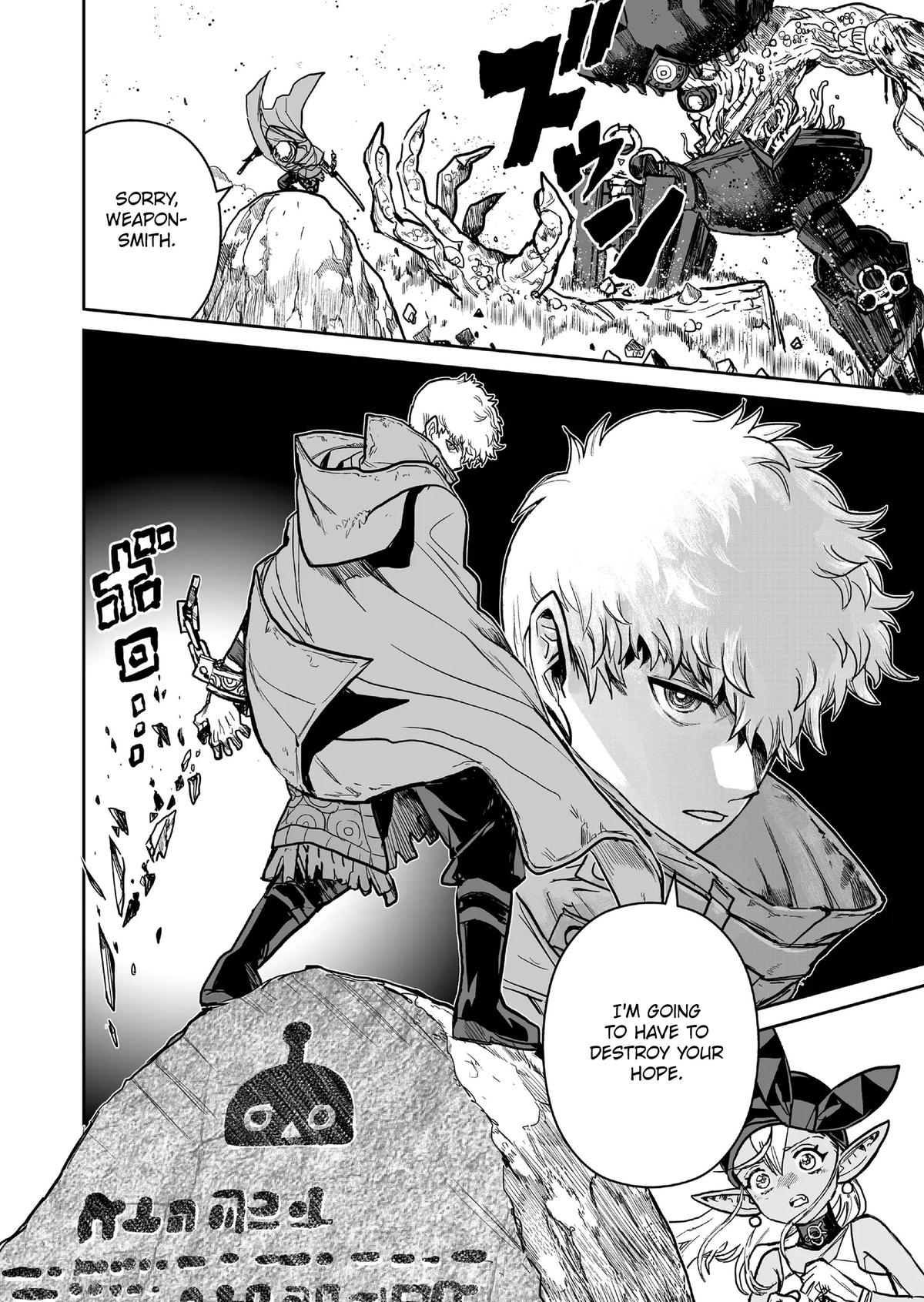 Abandoned: Tsuyosugite Buki ga Kowareru Yuusha to Buki Shokunin no Elf Chap 19 - Next Chap 20