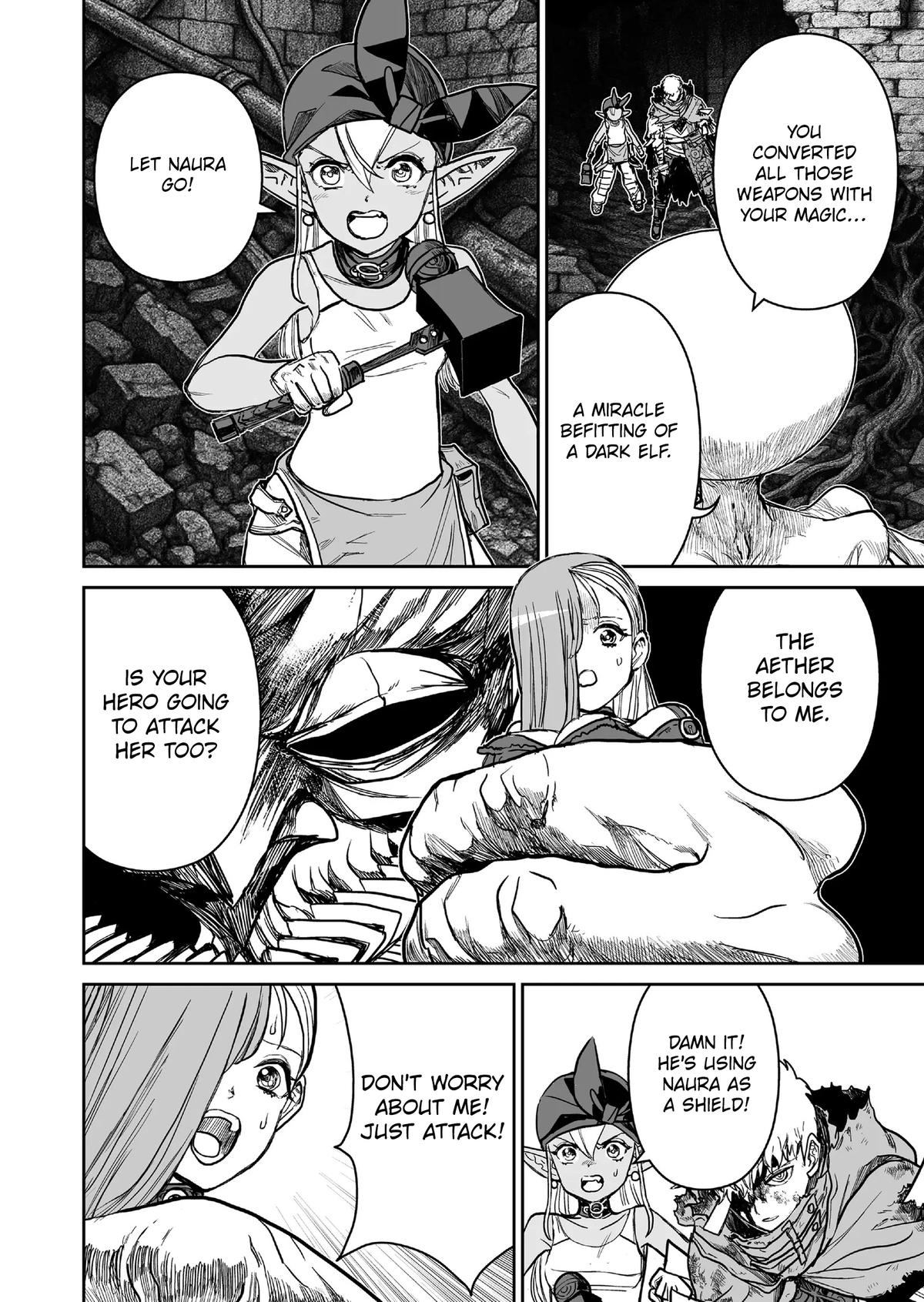 Abandoned: Tsuyosugite Buki ga Kowareru Yuusha to Buki Shokunin no Elf Chap 13 - Next Chap 14