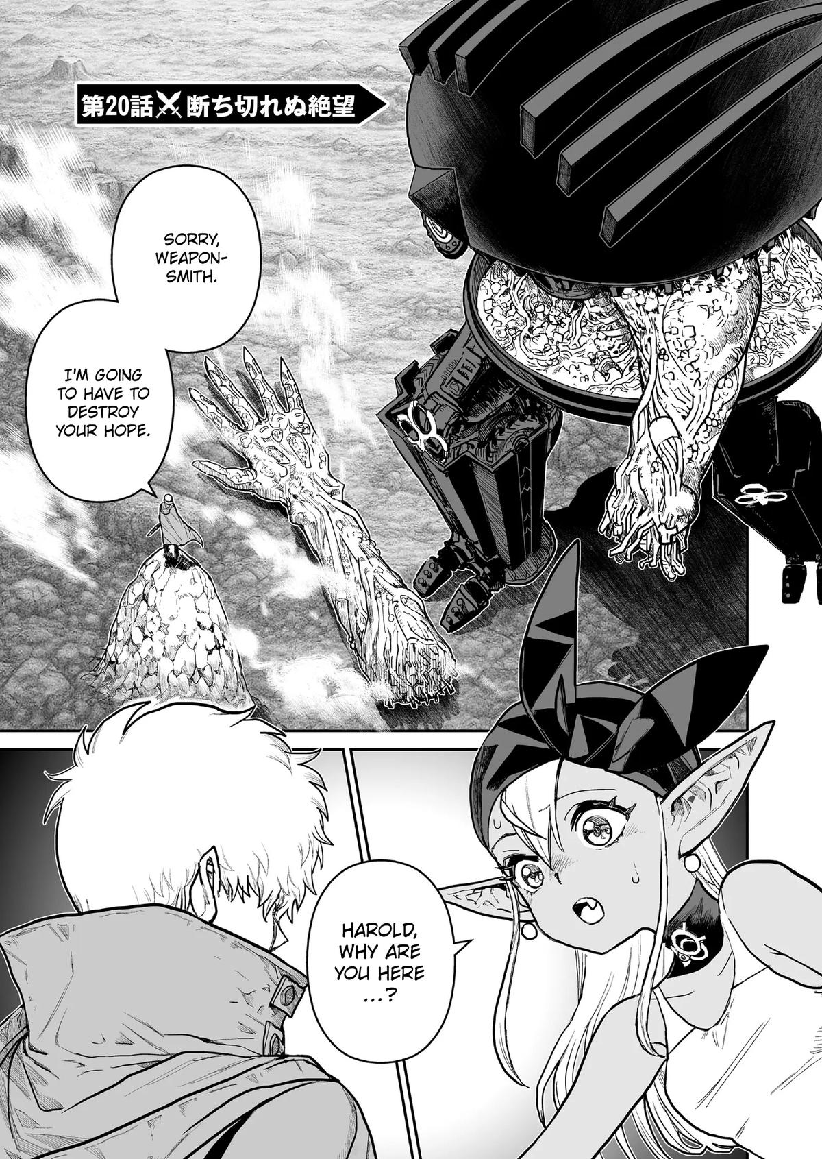 Abandoned: Tsuyosugite Buki ga Kowareru Yuusha to Buki Shokunin no Elf Chap 20 - Next Chap 21